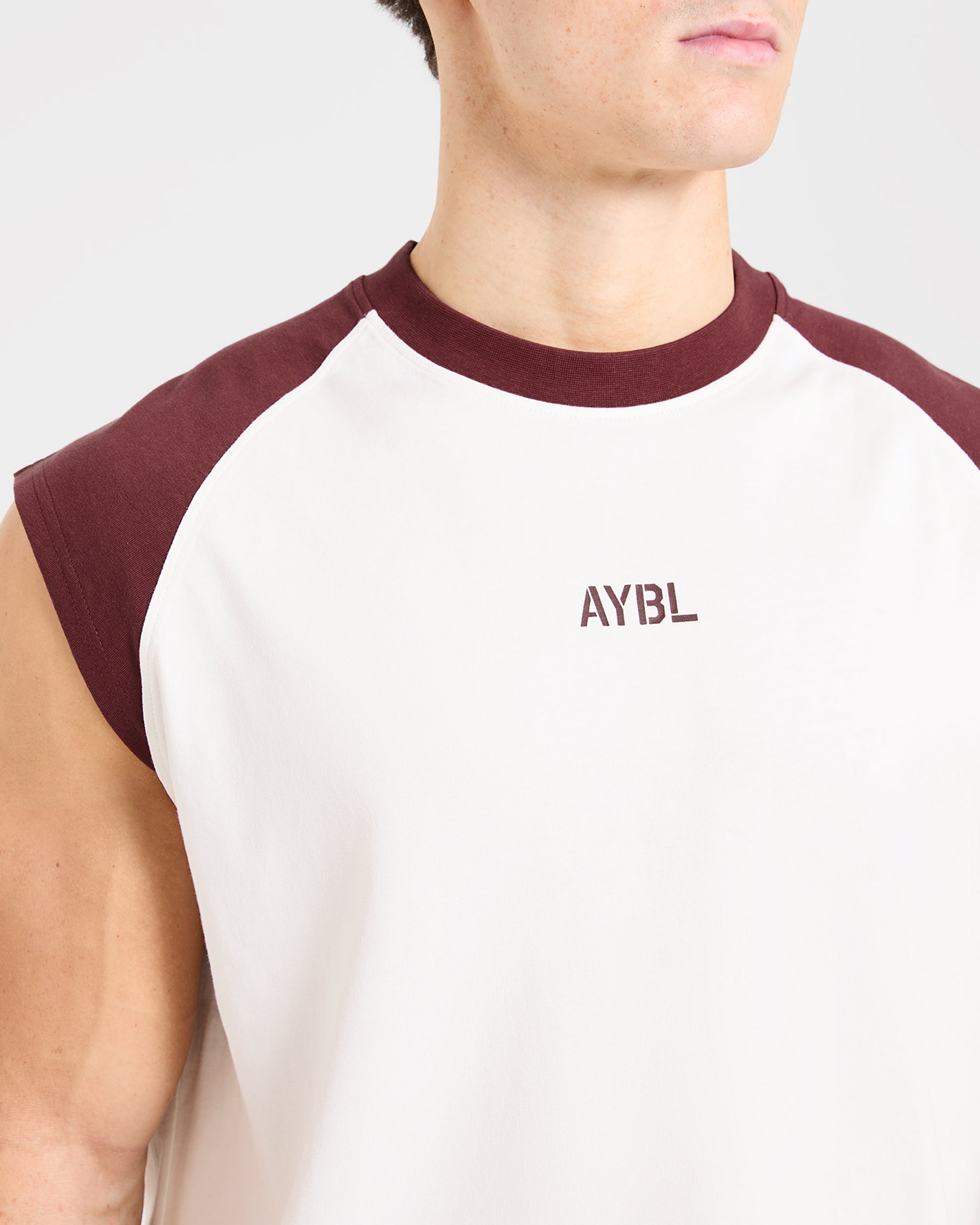 Cam Kissel x Contrast Oversized Tank - Off White/Burgundy