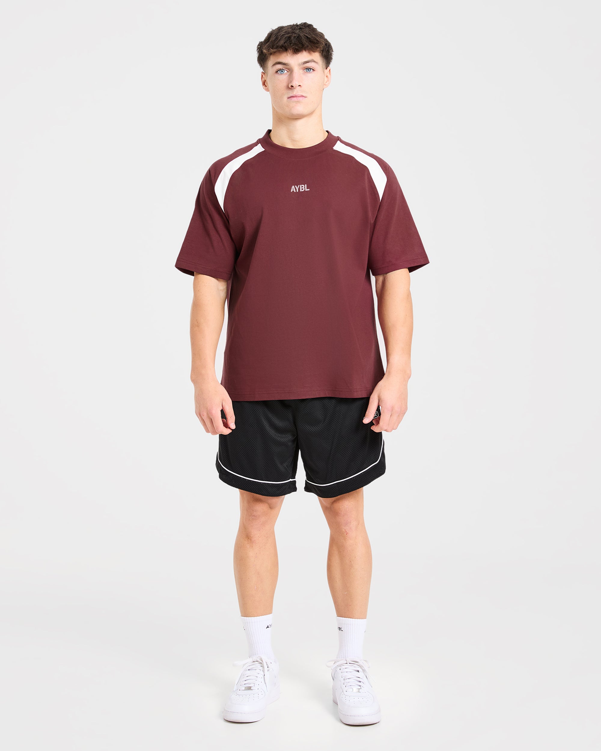 Cam Kissel x Contrast Oversized T Shirt - Burgundy