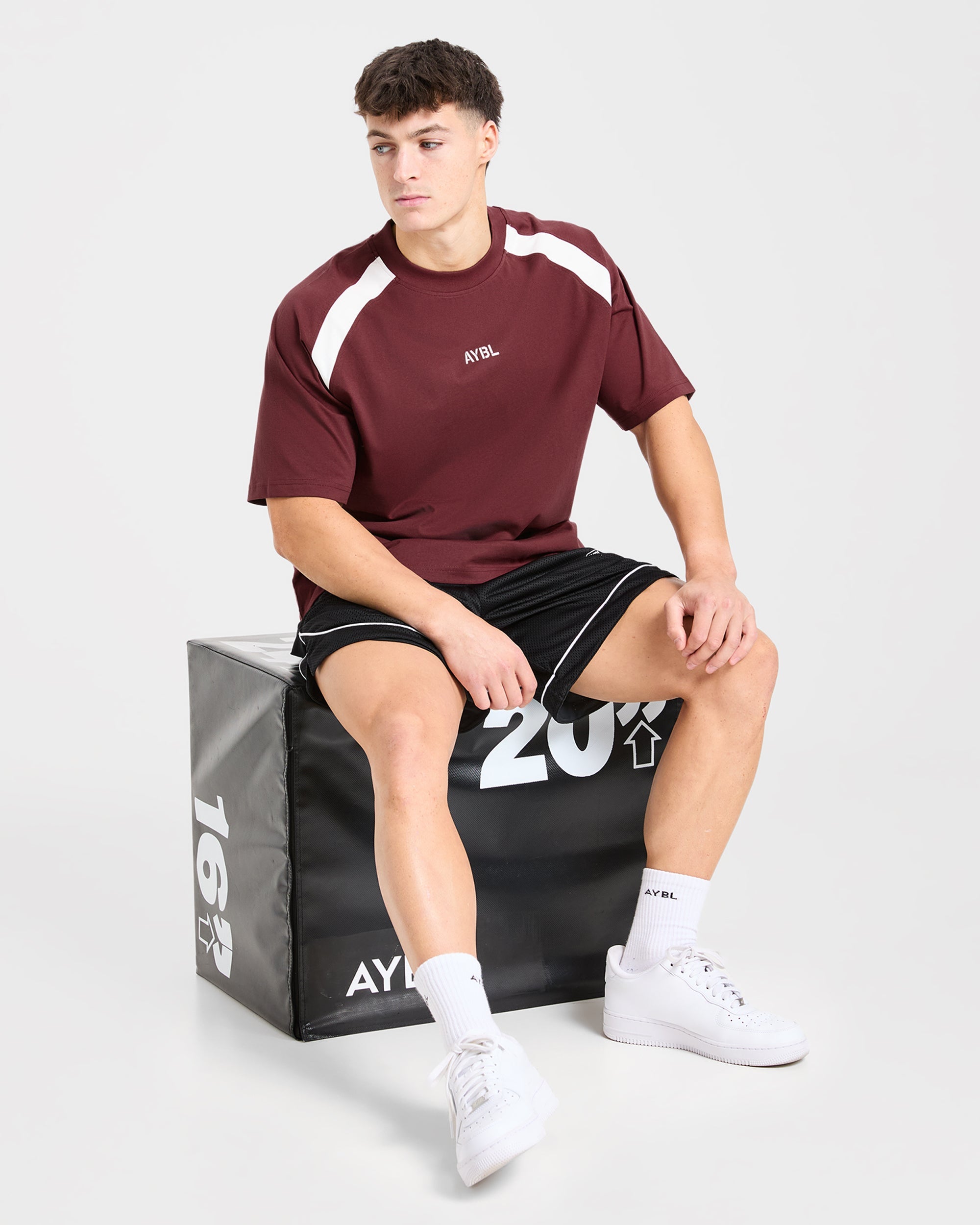 Cam Kissel x Contrast Oversized T Shirt - Burgundy