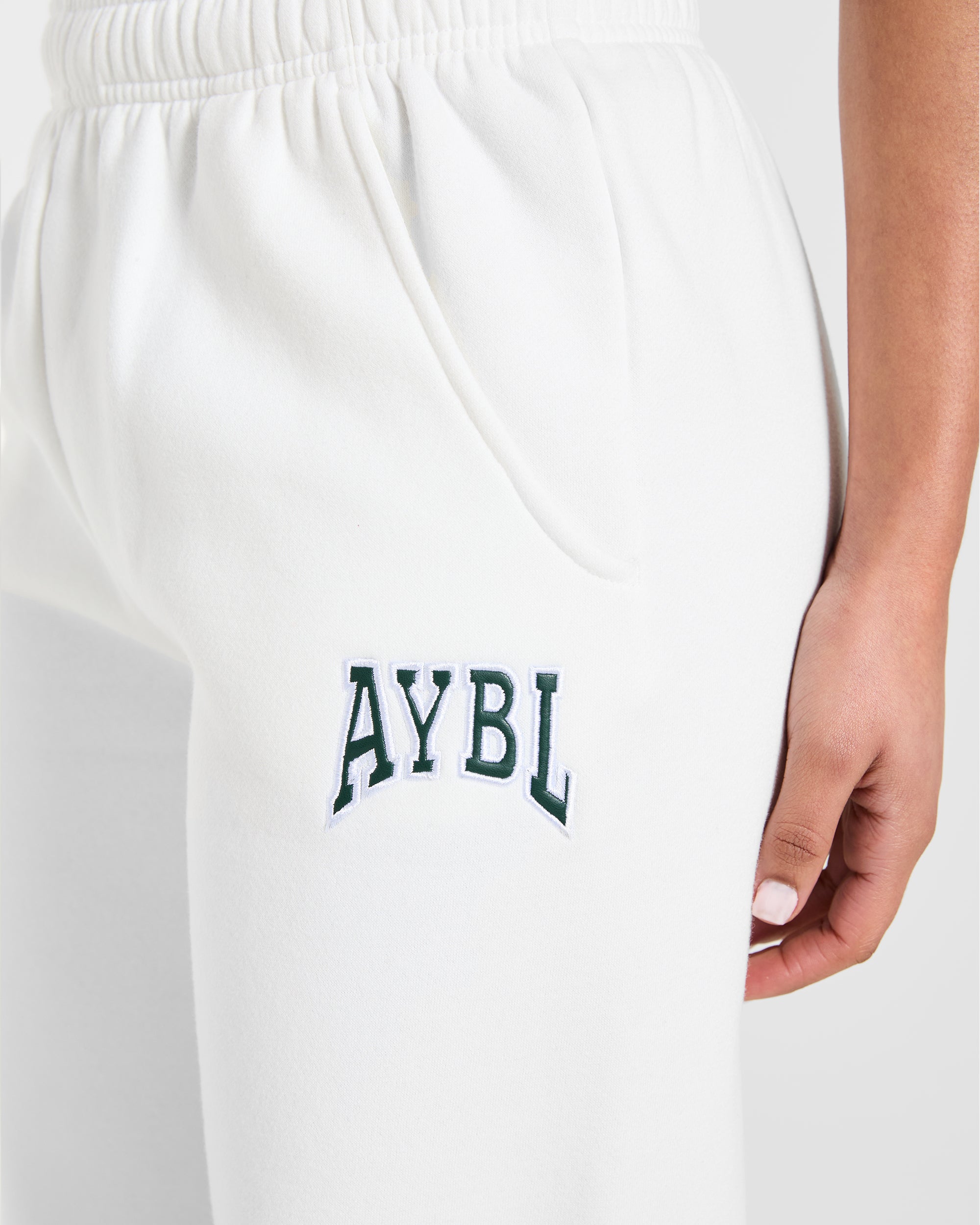 AYBL Club Oversized Straight Leg Joggers - Off White/Forest Green