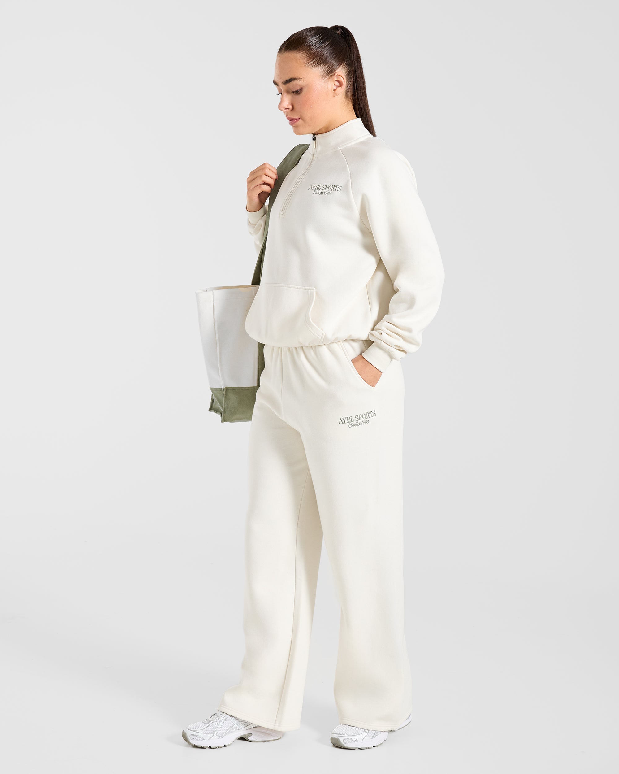 Sports Collective Oversized Straight Leg Joggers - Off White/Green