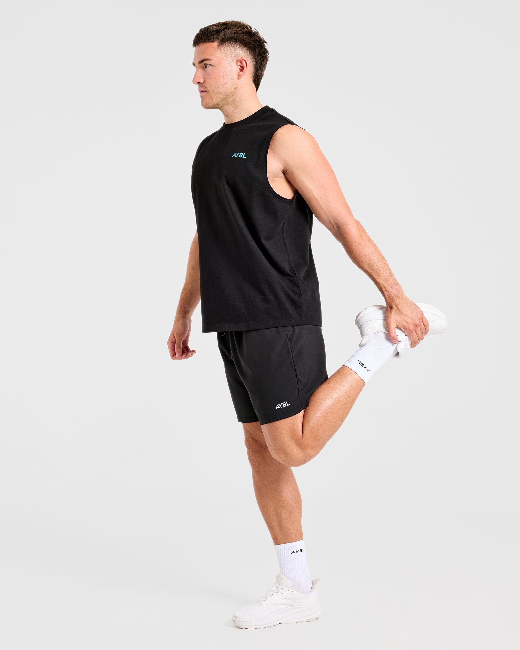 Essential Oversized Graphic Tank - Black/Aqua