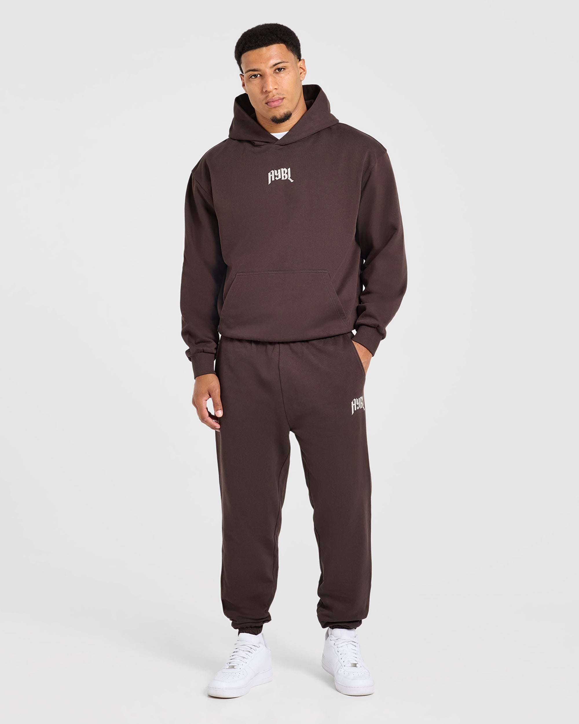 Heavy Lifting Gothic Oversized Joggers - Brown/Cream