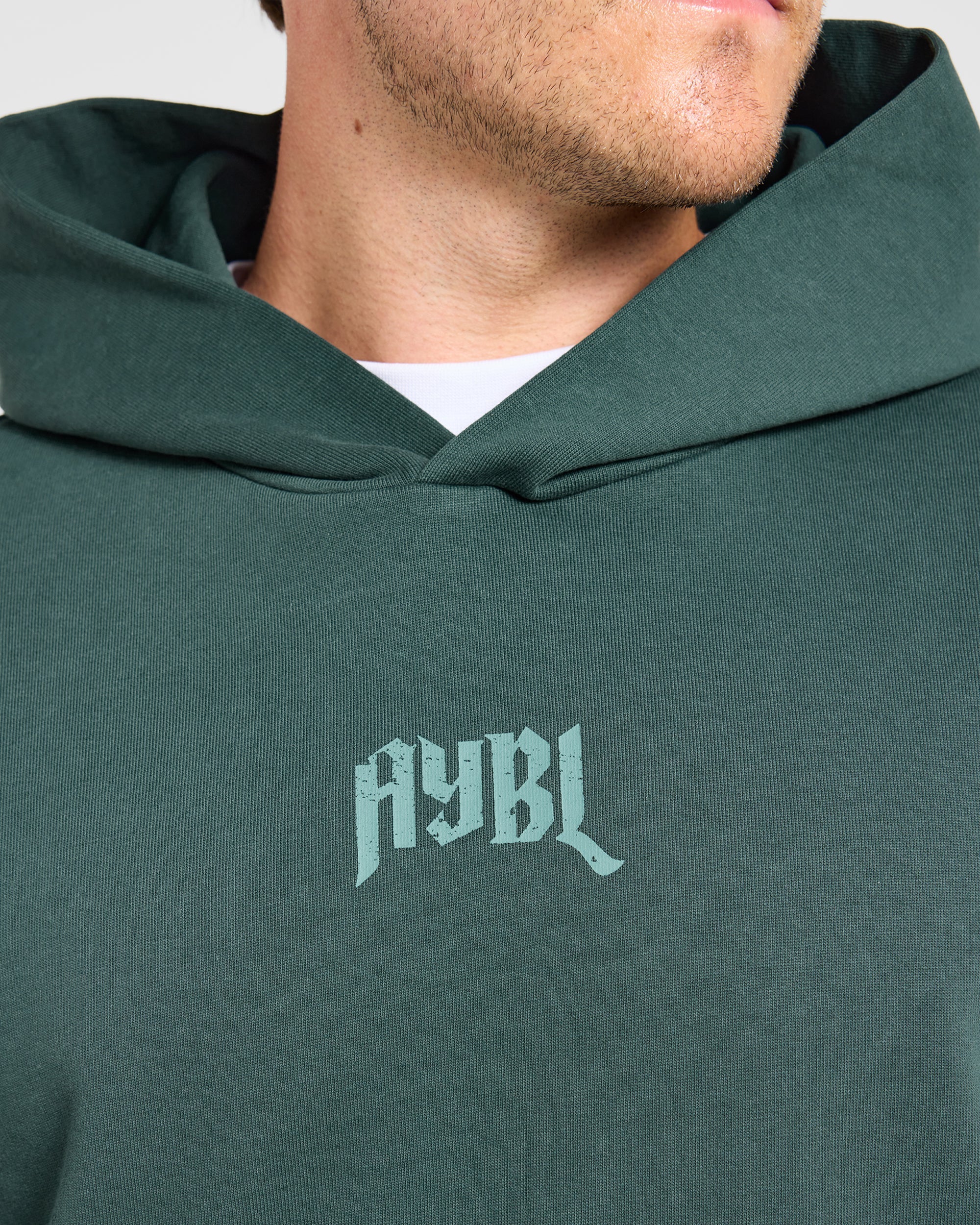 Heavy Lifting Gothic Oversized Hoodie - Midnight Teal