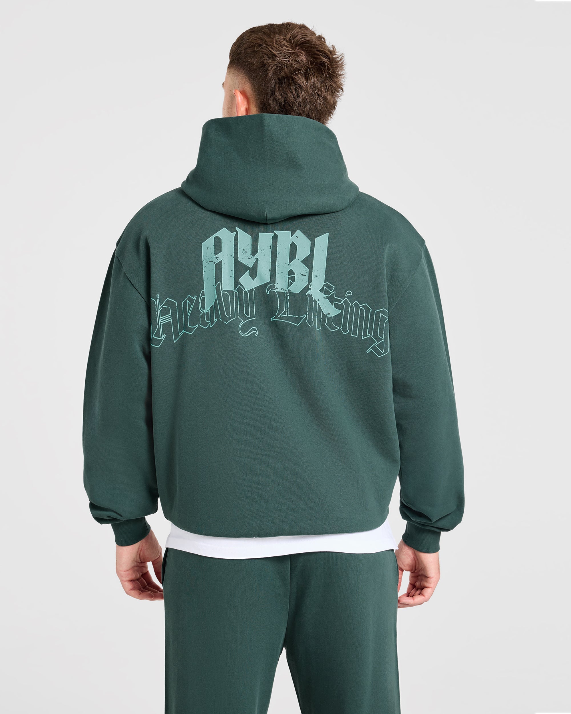HOLIDAY×Peate ULTRA HEAVY SWEAT HOODIE Heavy Lifting Gothic Oversized Hoodie - Midnight Teal