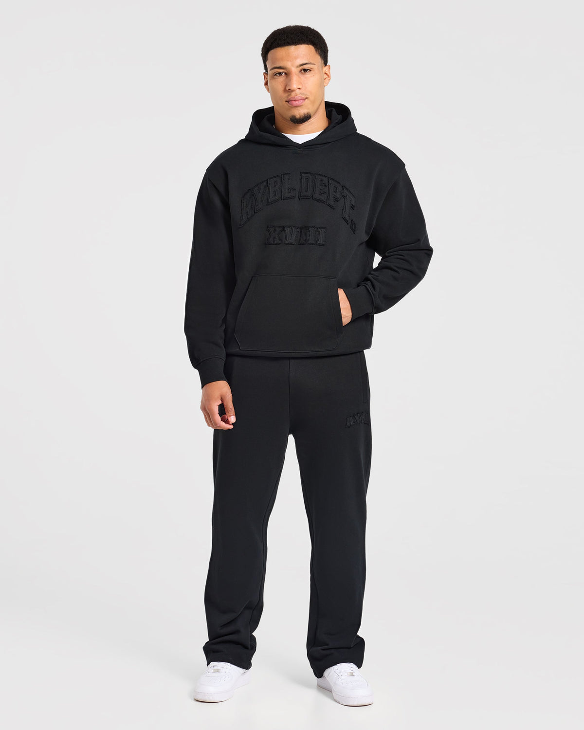 Effortless Oversized Straight Leg Joggers - Black