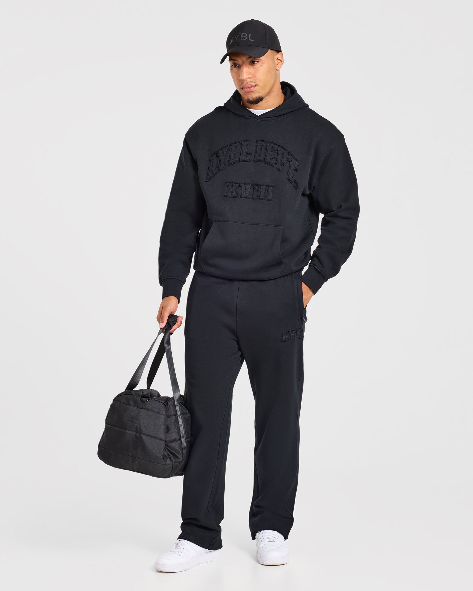 Effortless Oversized Straight Leg Joggers - Black