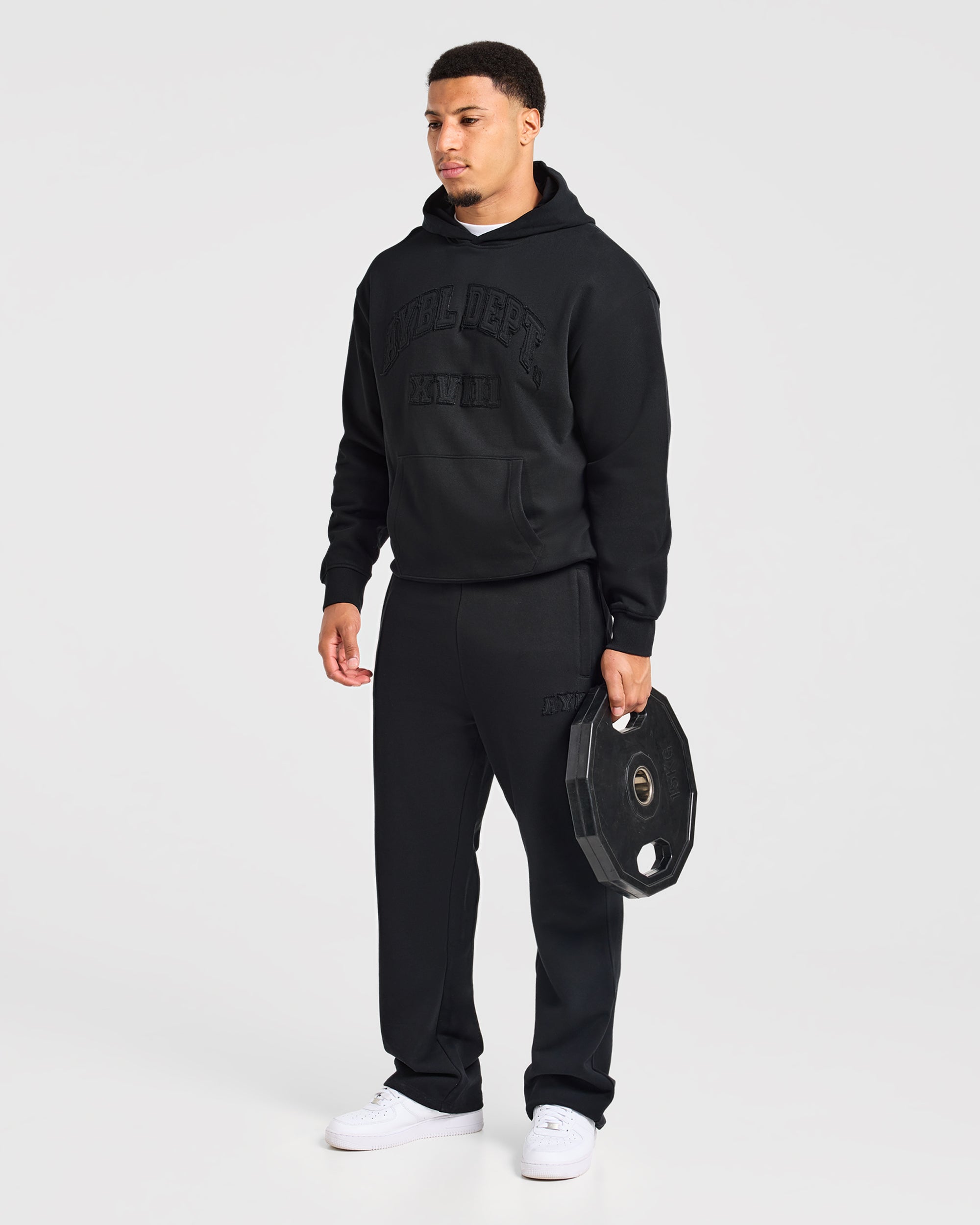 Effortless Oversized Straight Leg Joggers - Black