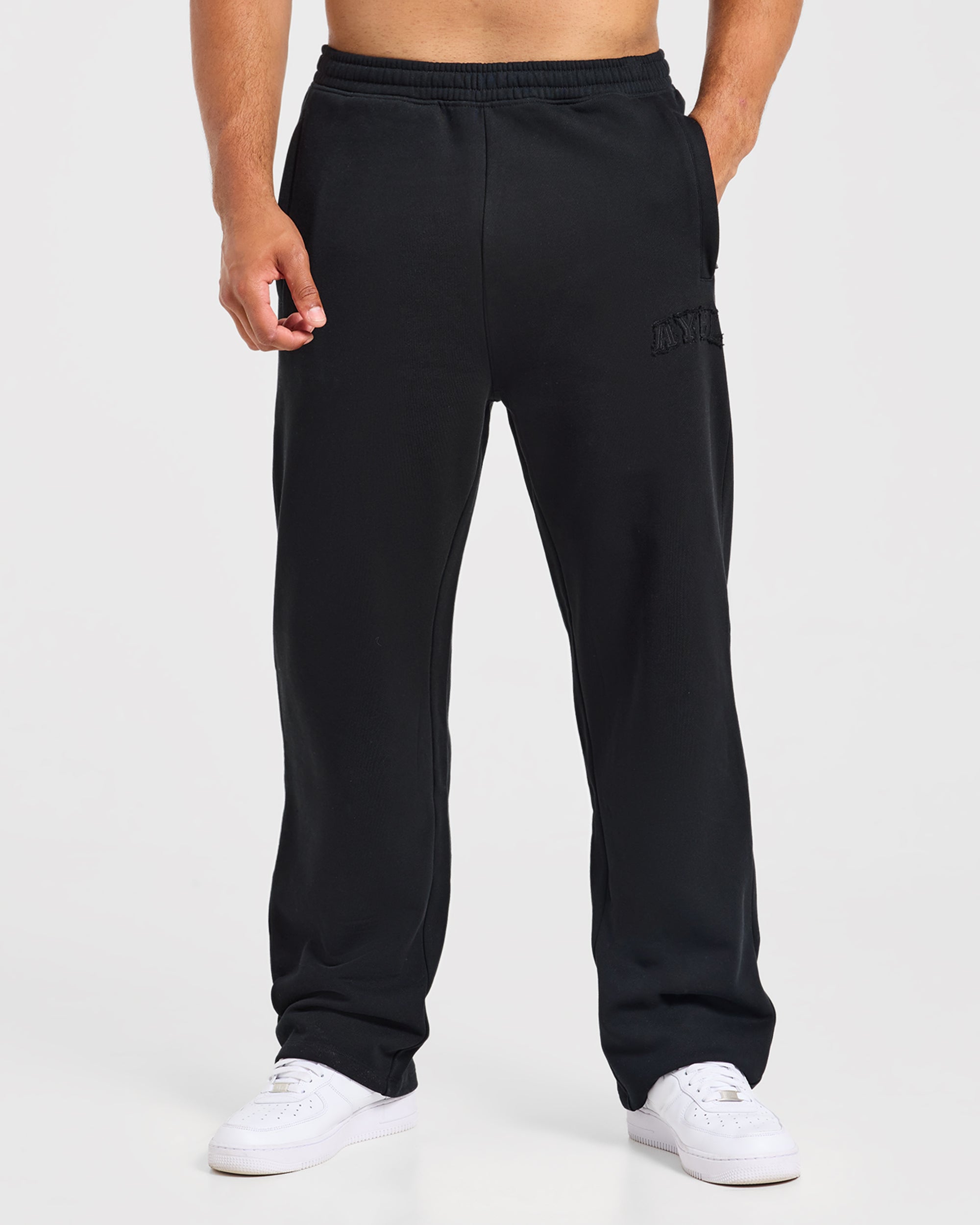Effortless Oversized Straight Leg Joggers - Black