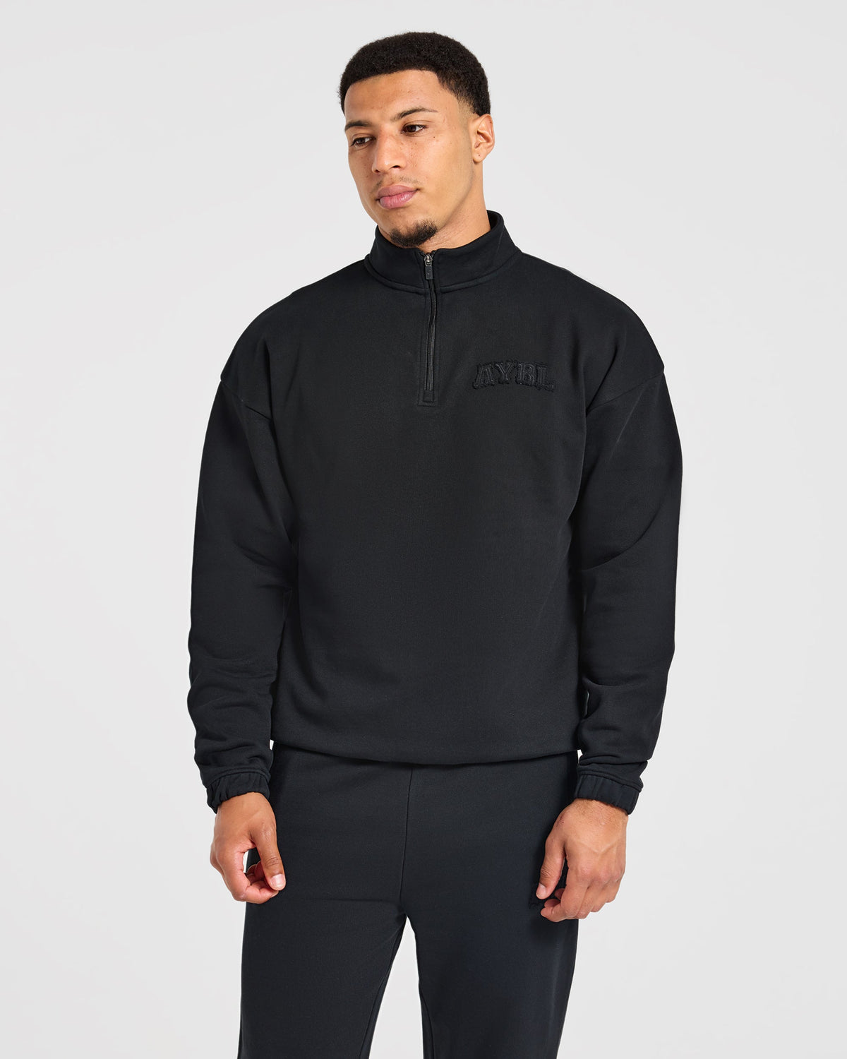 Effortless Oversized 1/4 Zip Pullover - Black