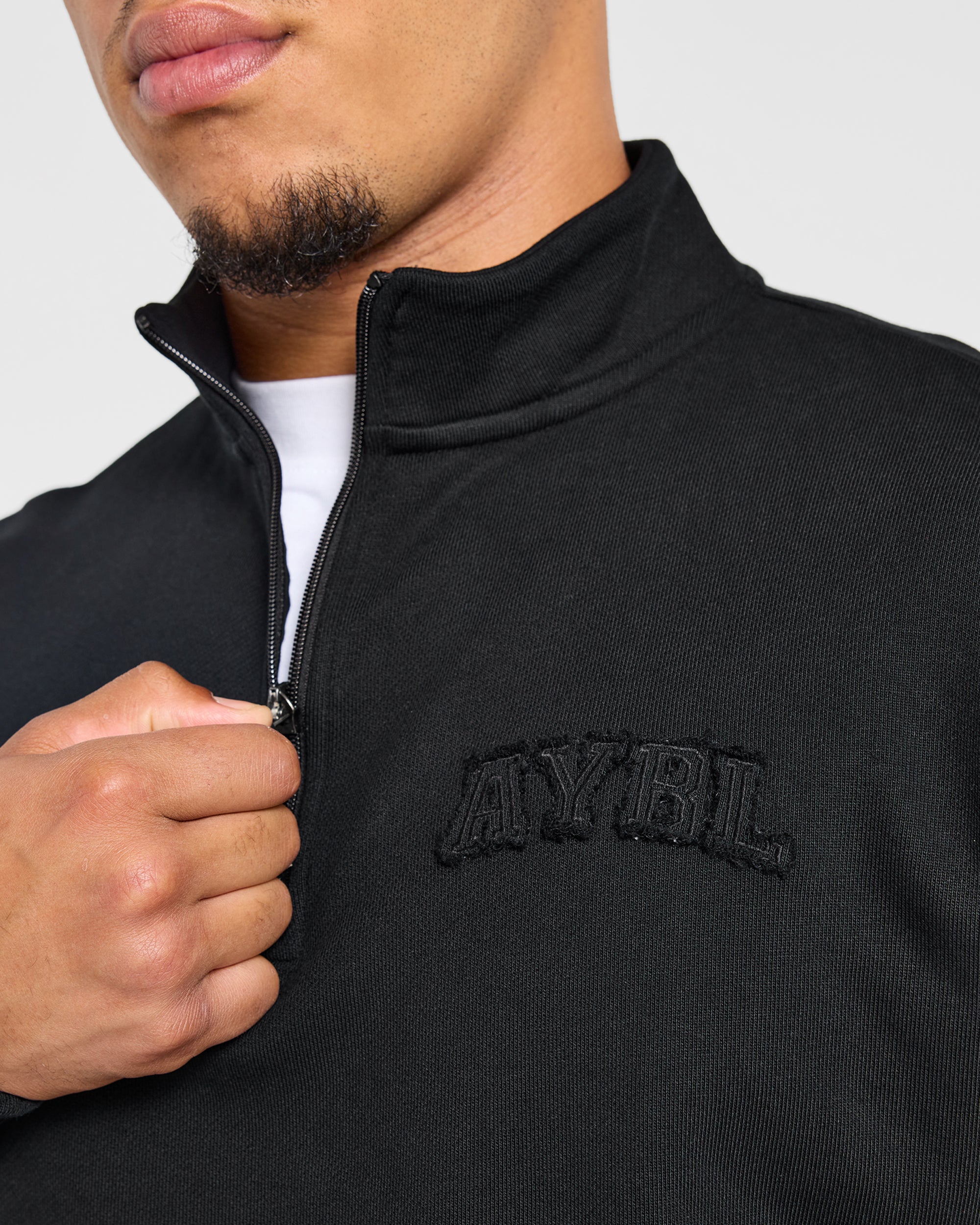 Effortless Oversized 1/4 Zip Pullover - Black