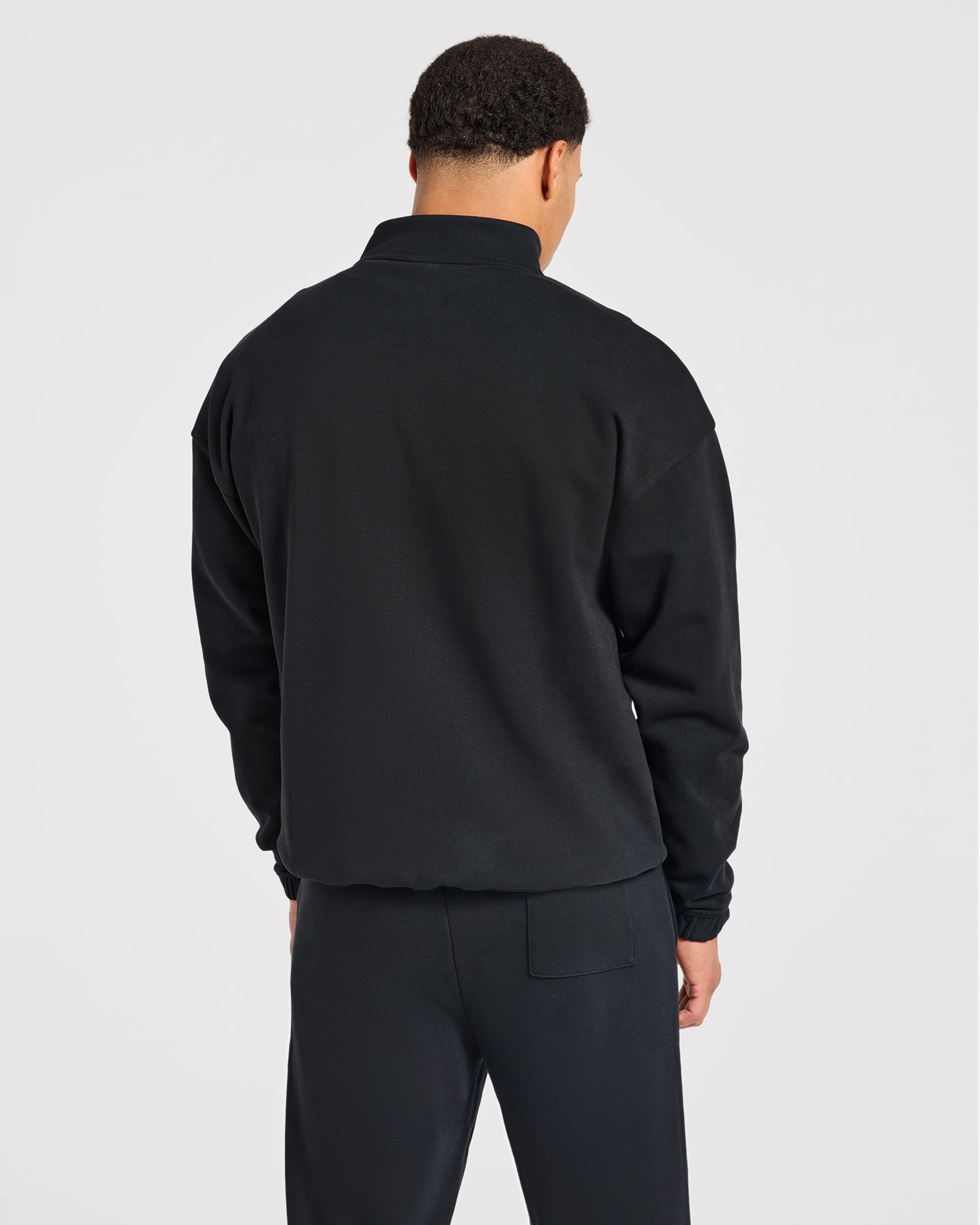 Effortless Oversized 1/4 Zip Pullover - Black