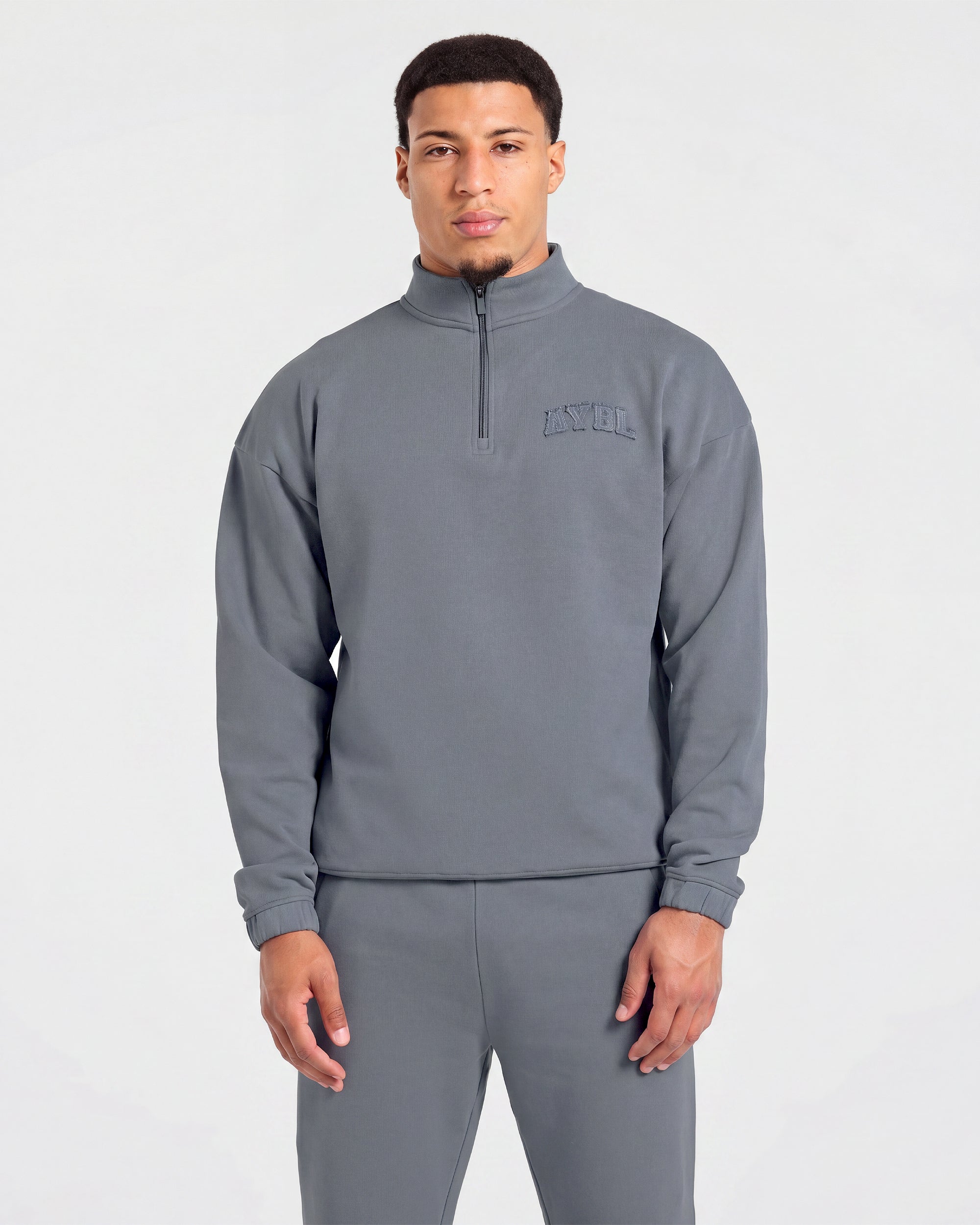 Effortless Oversized 1/4 Zip Pullover - Deep Slate