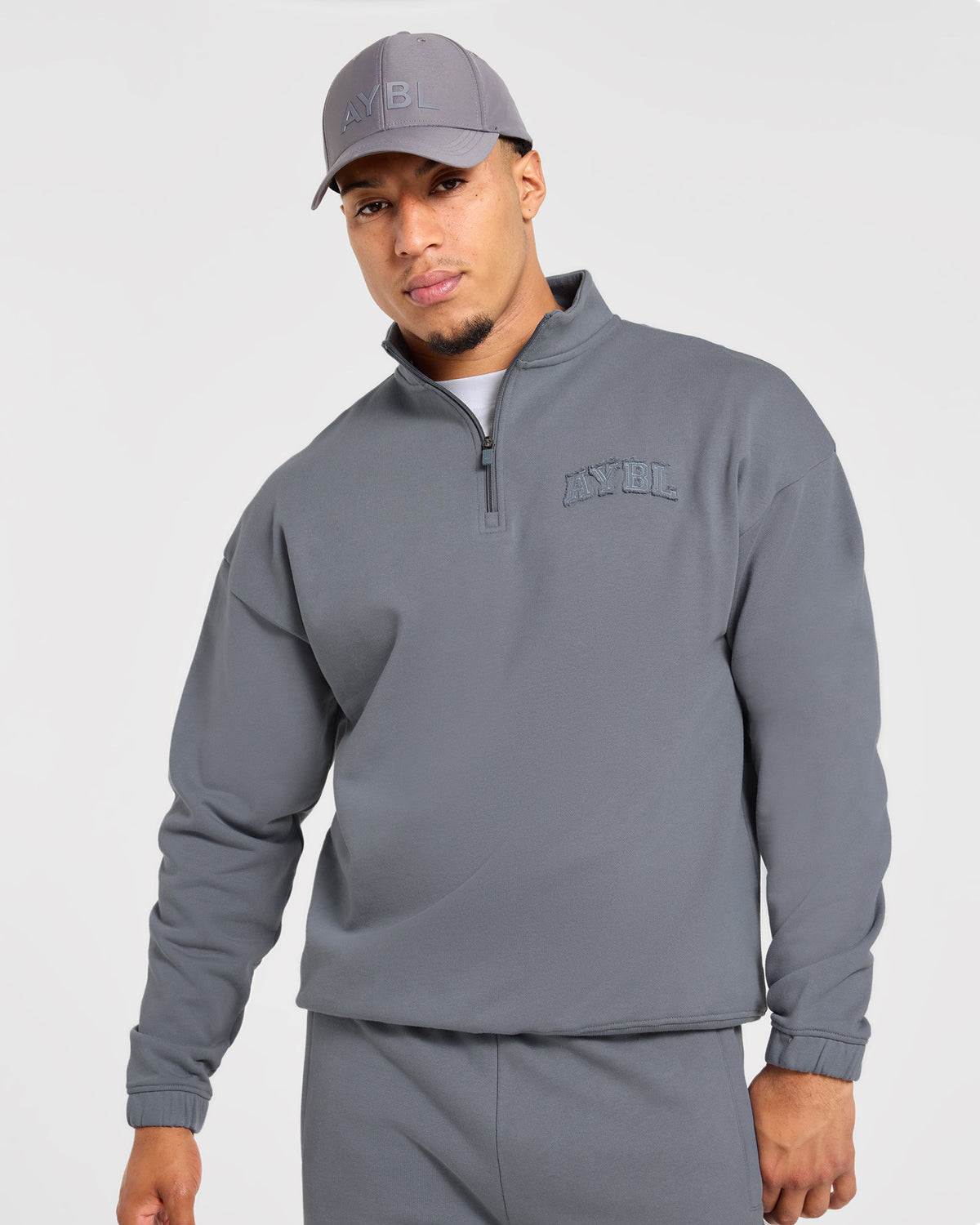 Effortless Oversized 1/4 Zip Pullover - Deep Slate
