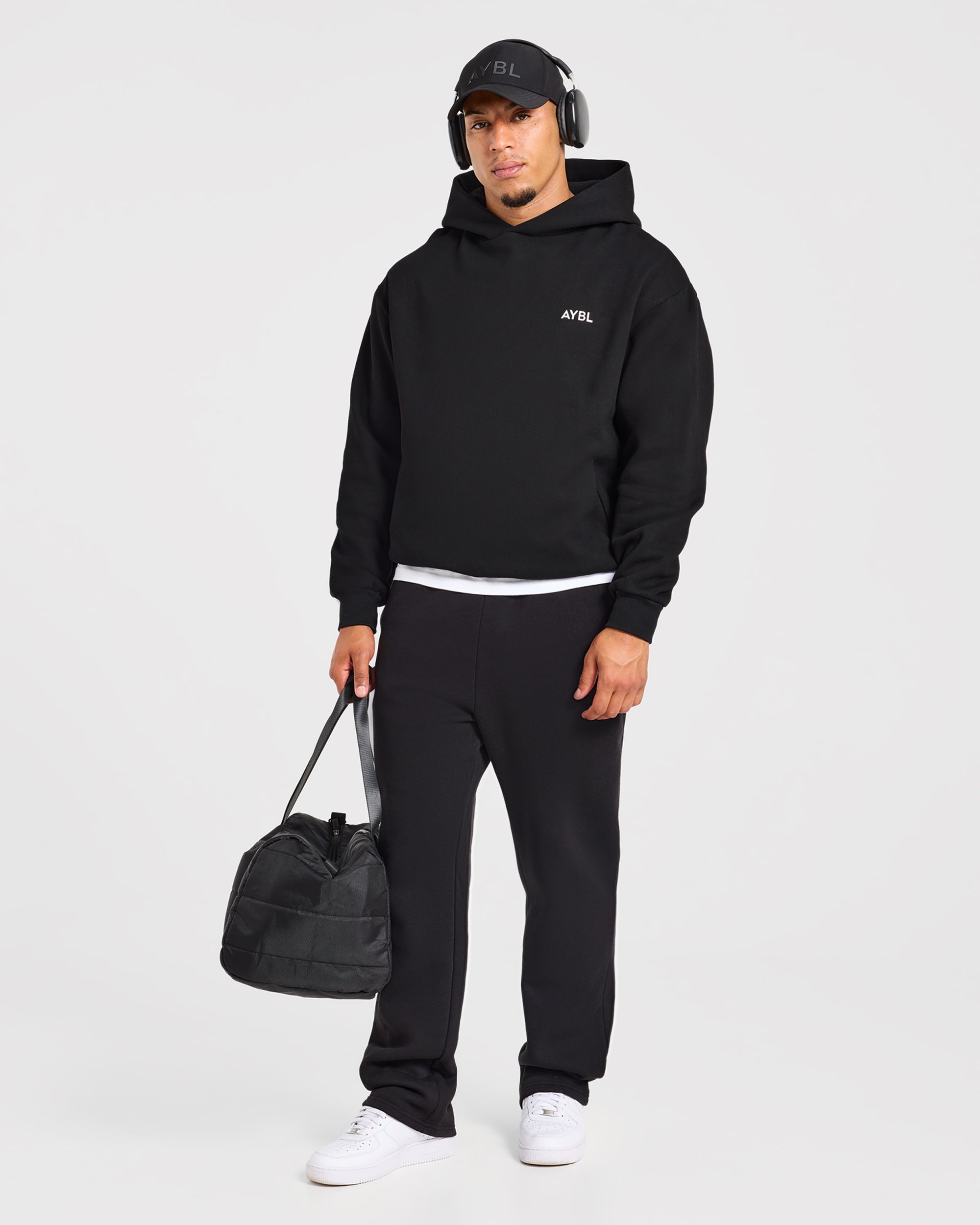 Essential übergroßer Kapuzenpullover – Schwarz