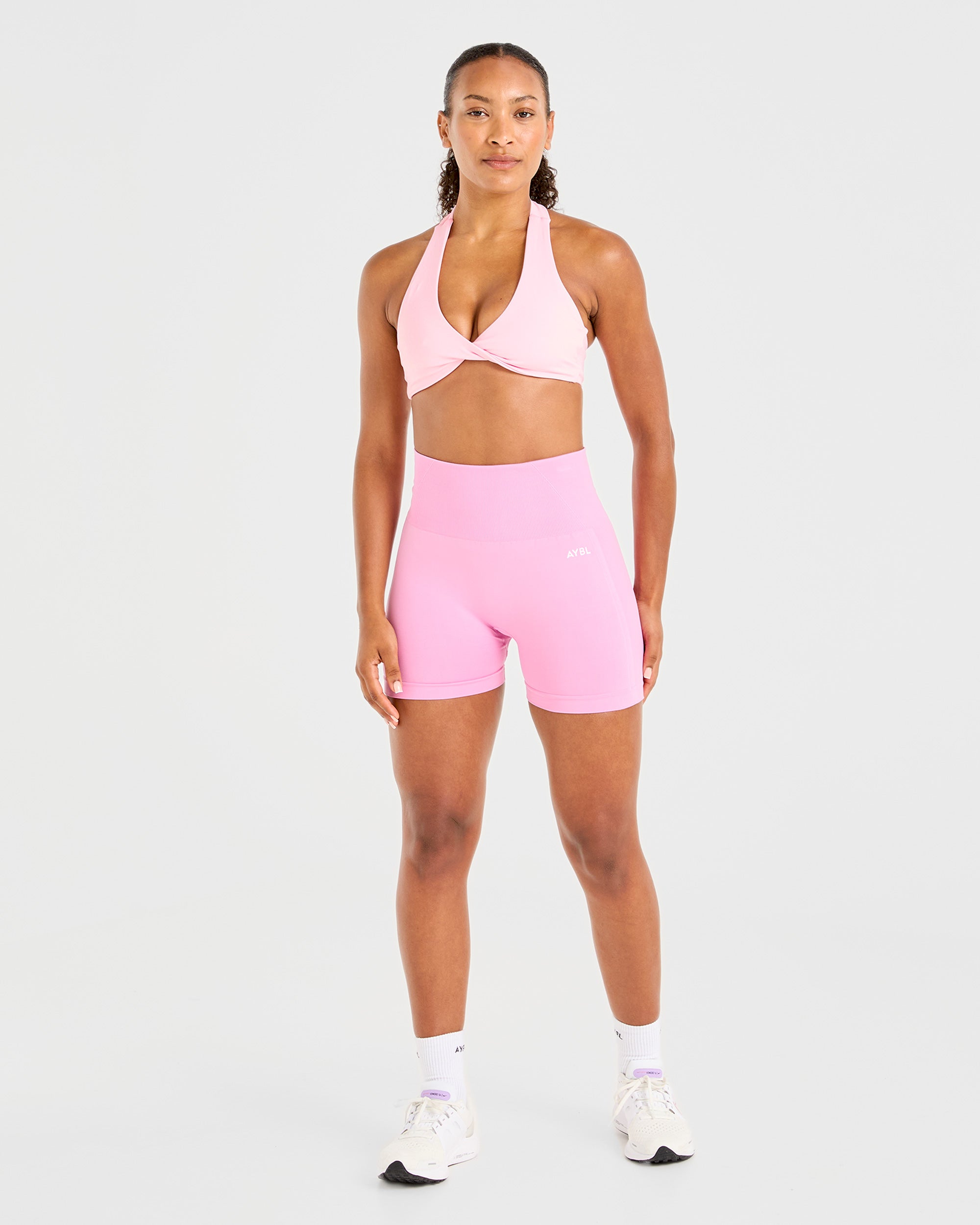 Essential Halterneck Sports Bra - Baby Pink