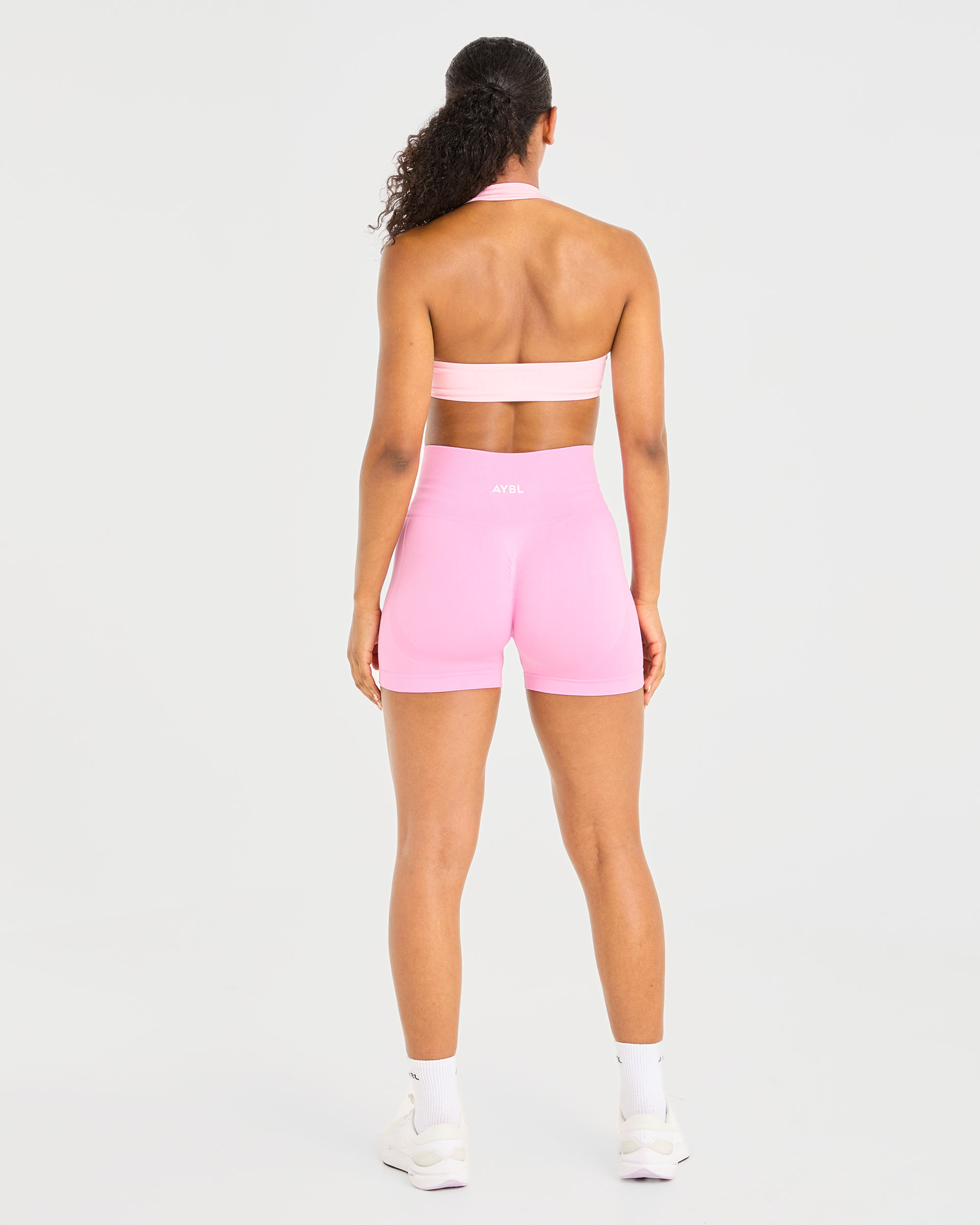 Essential Halterneck Sports Bra - Baby Pink