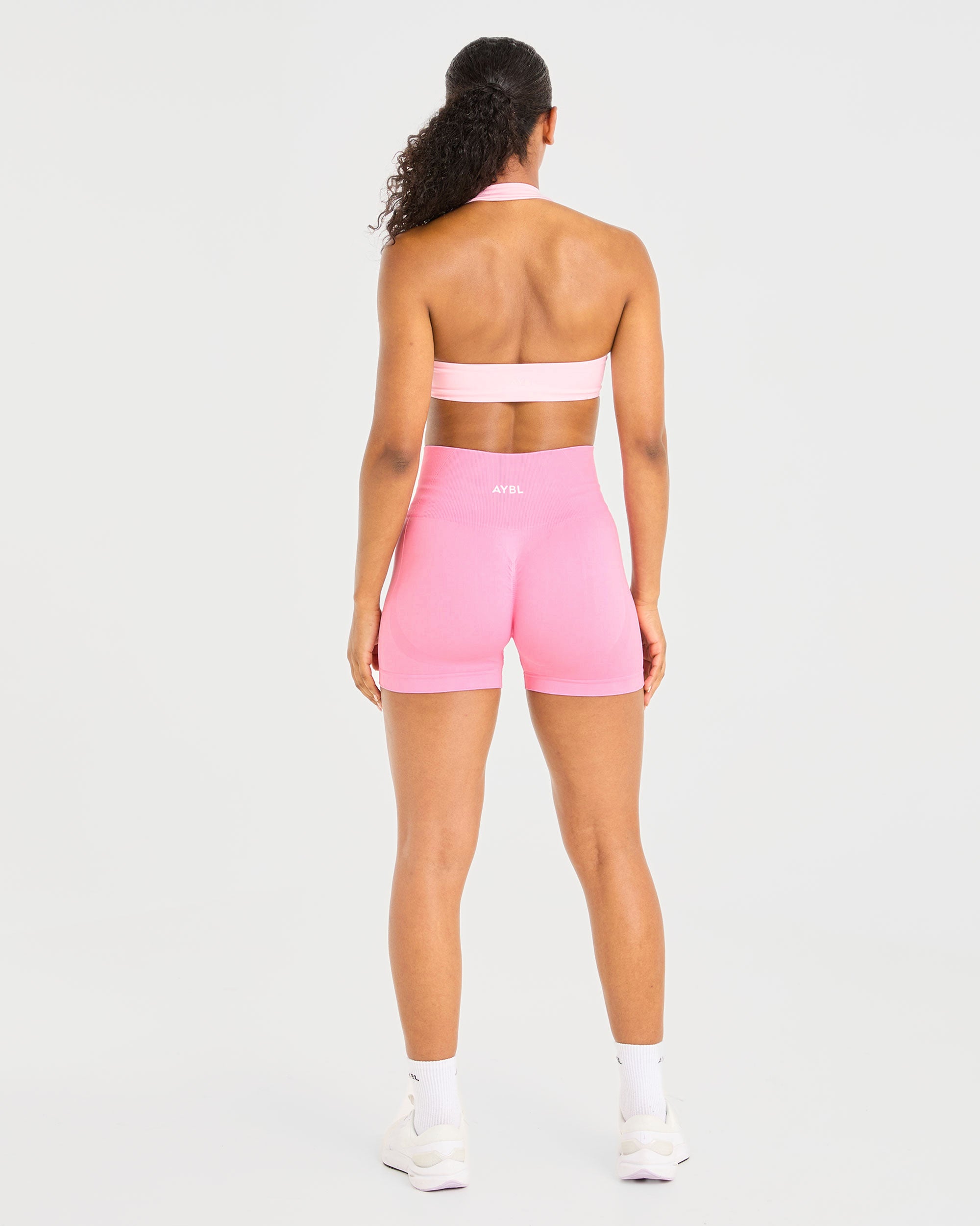 Essential Halterneck Sports Bra - Baby Pink