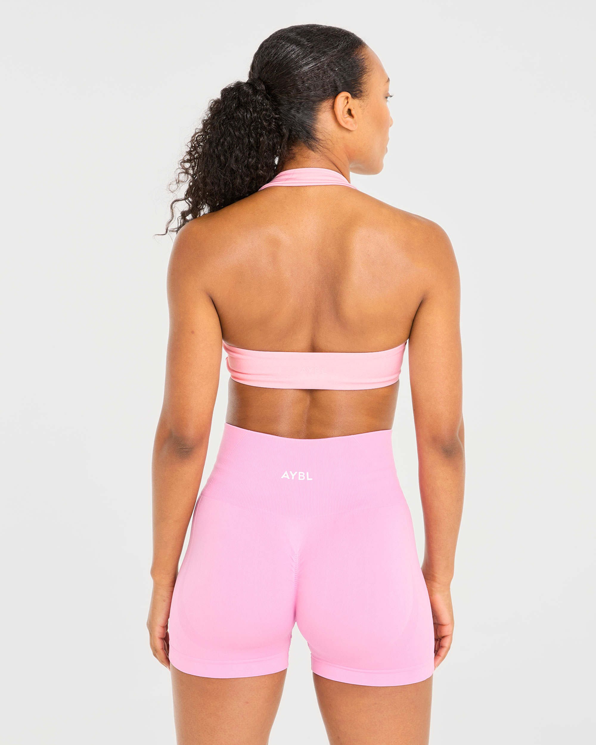 Essential Halterneck Sports Bra - Baby Pink