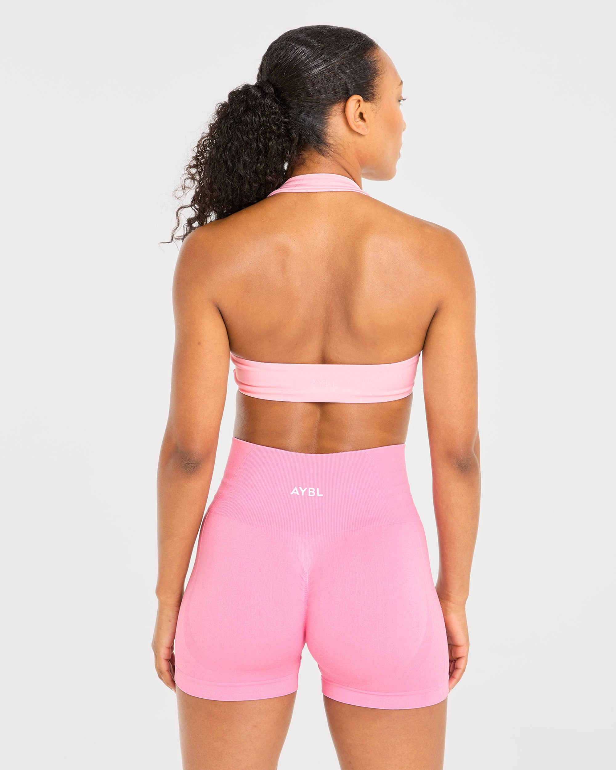 Essential Halterneck Sports Bra - Baby Pink