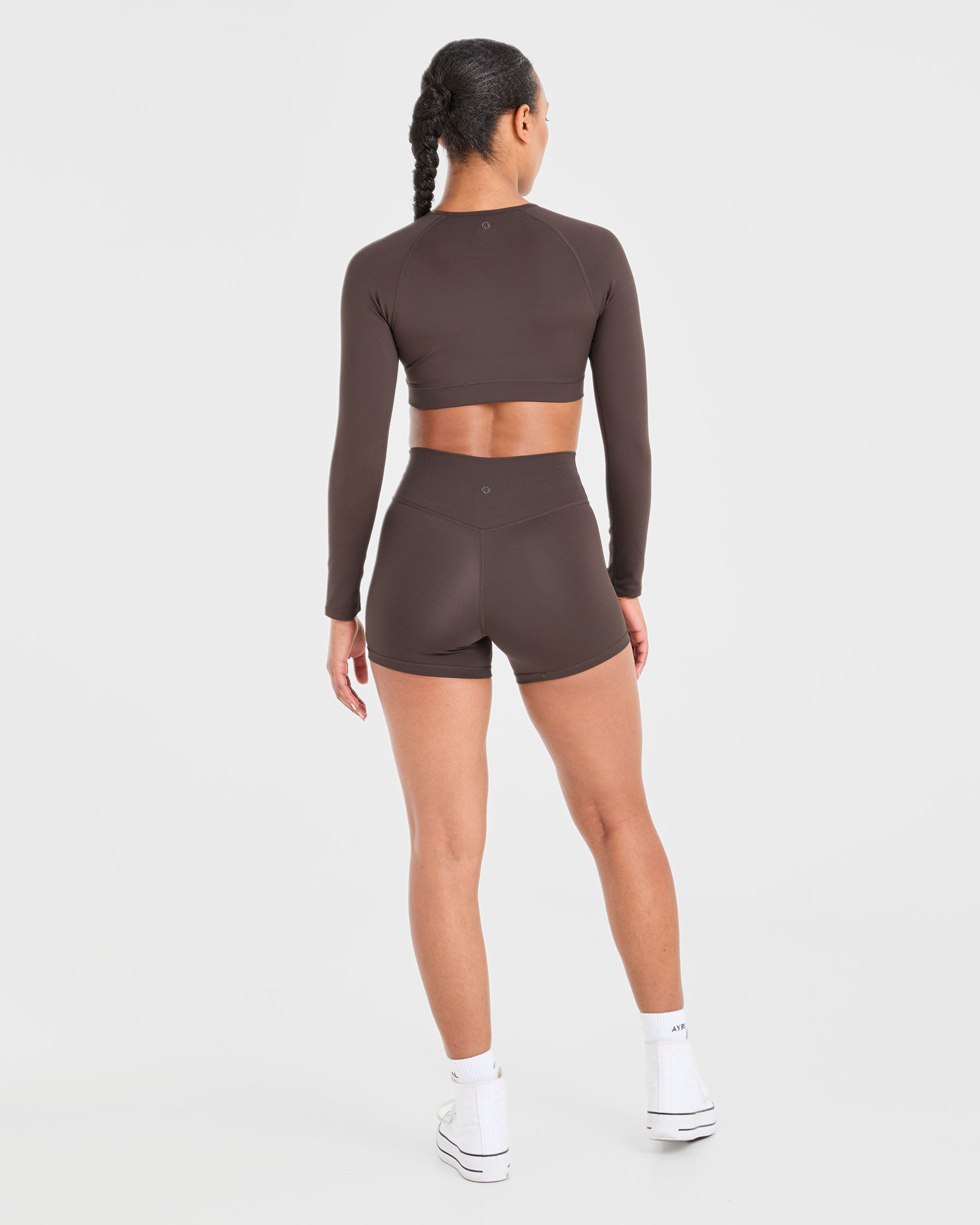 Staple Long Sleeve Crop Top - Coffee Brown