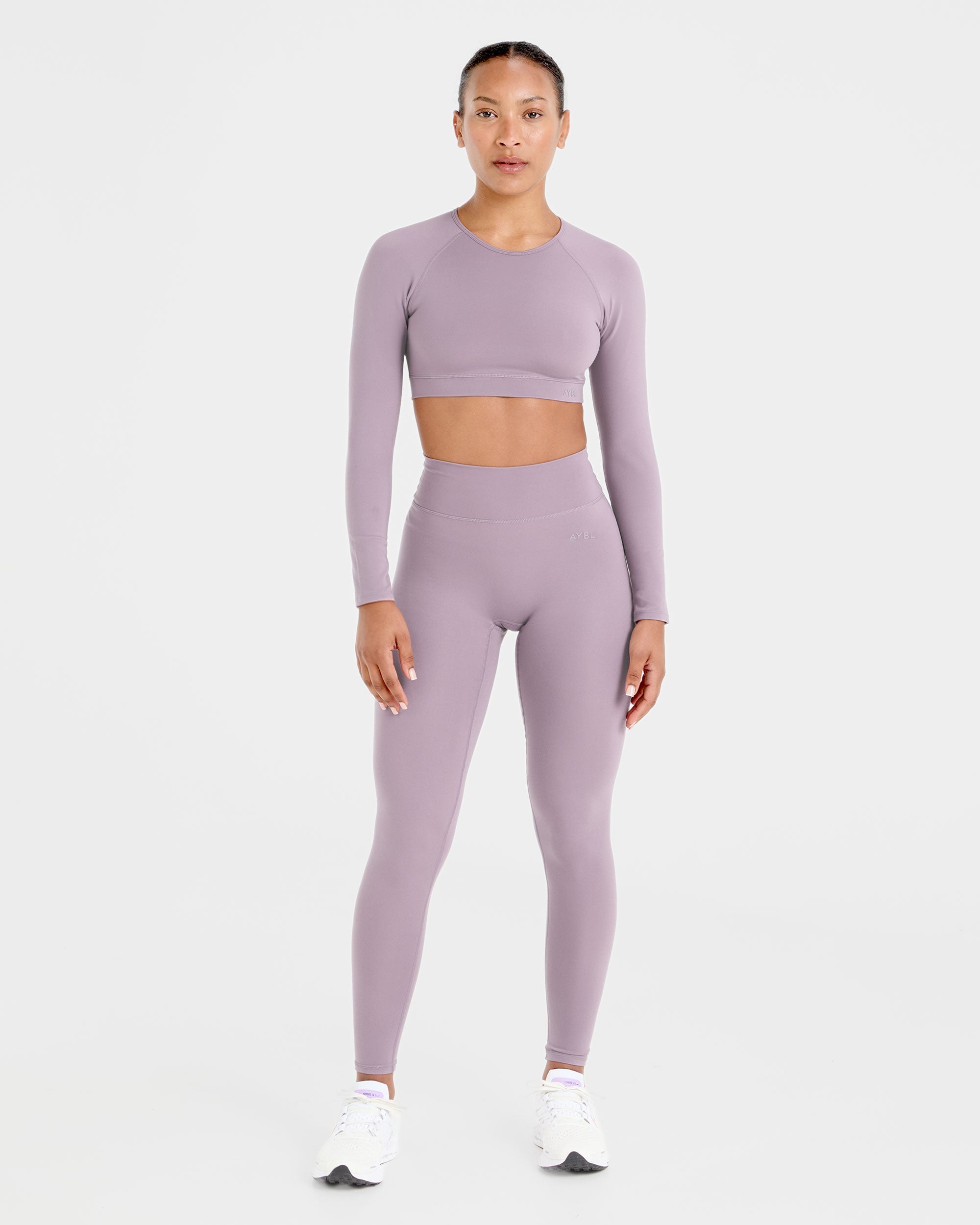 Staple Long Sleeve Crop Top - Mauve Purple