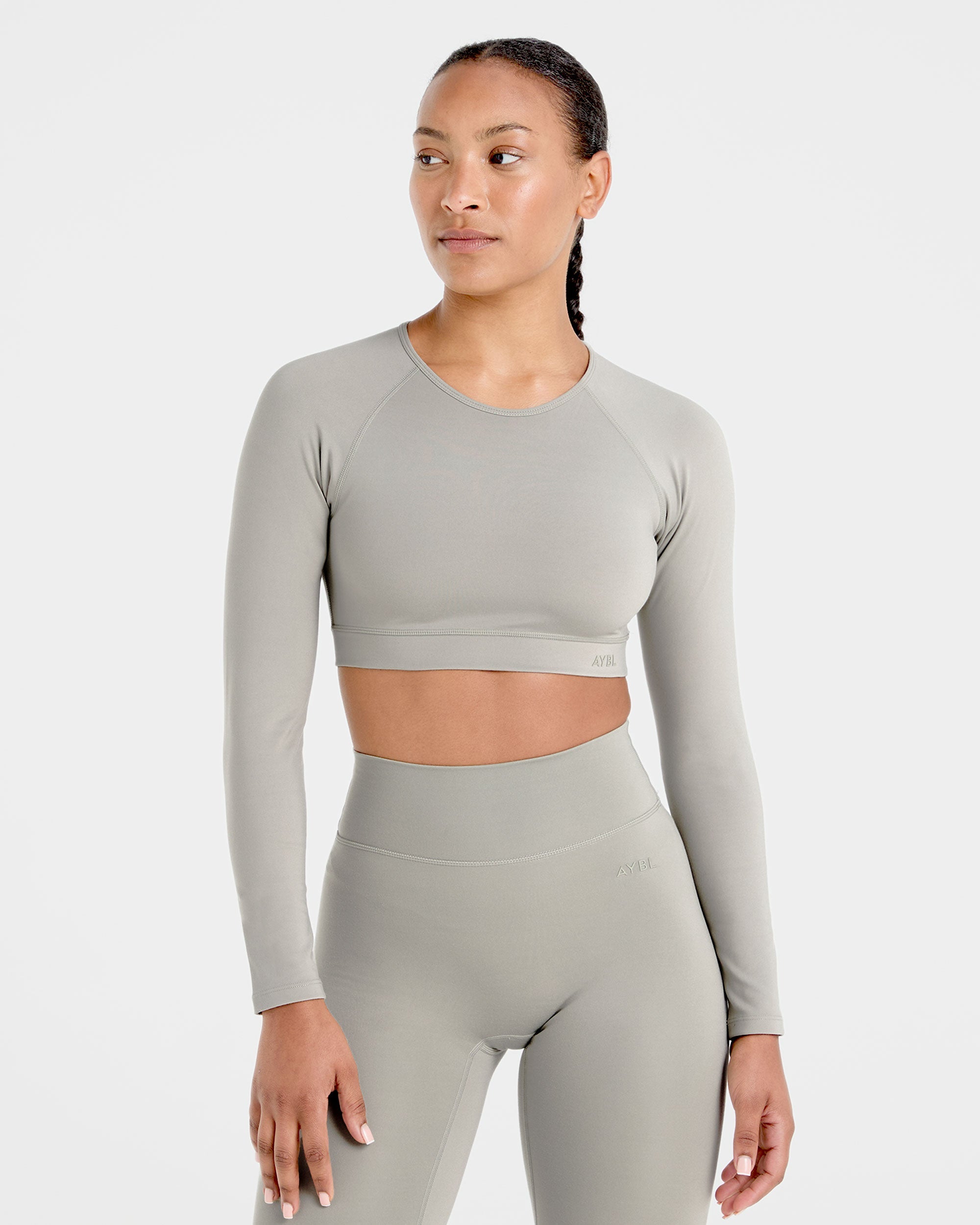 Staple Long Sleeve Crop Top - Washed Olive