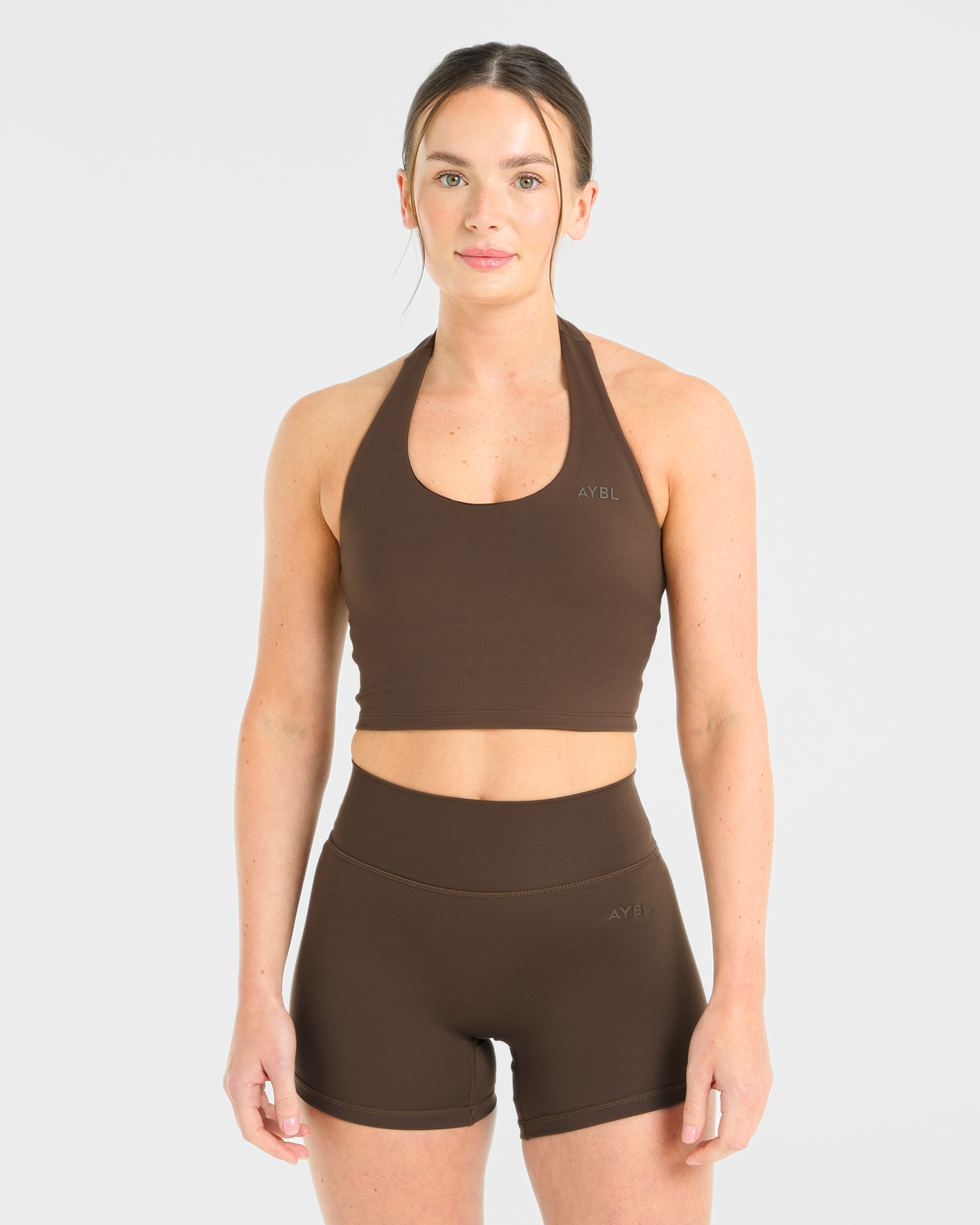 Staple Halterneck Crop Top - Marron