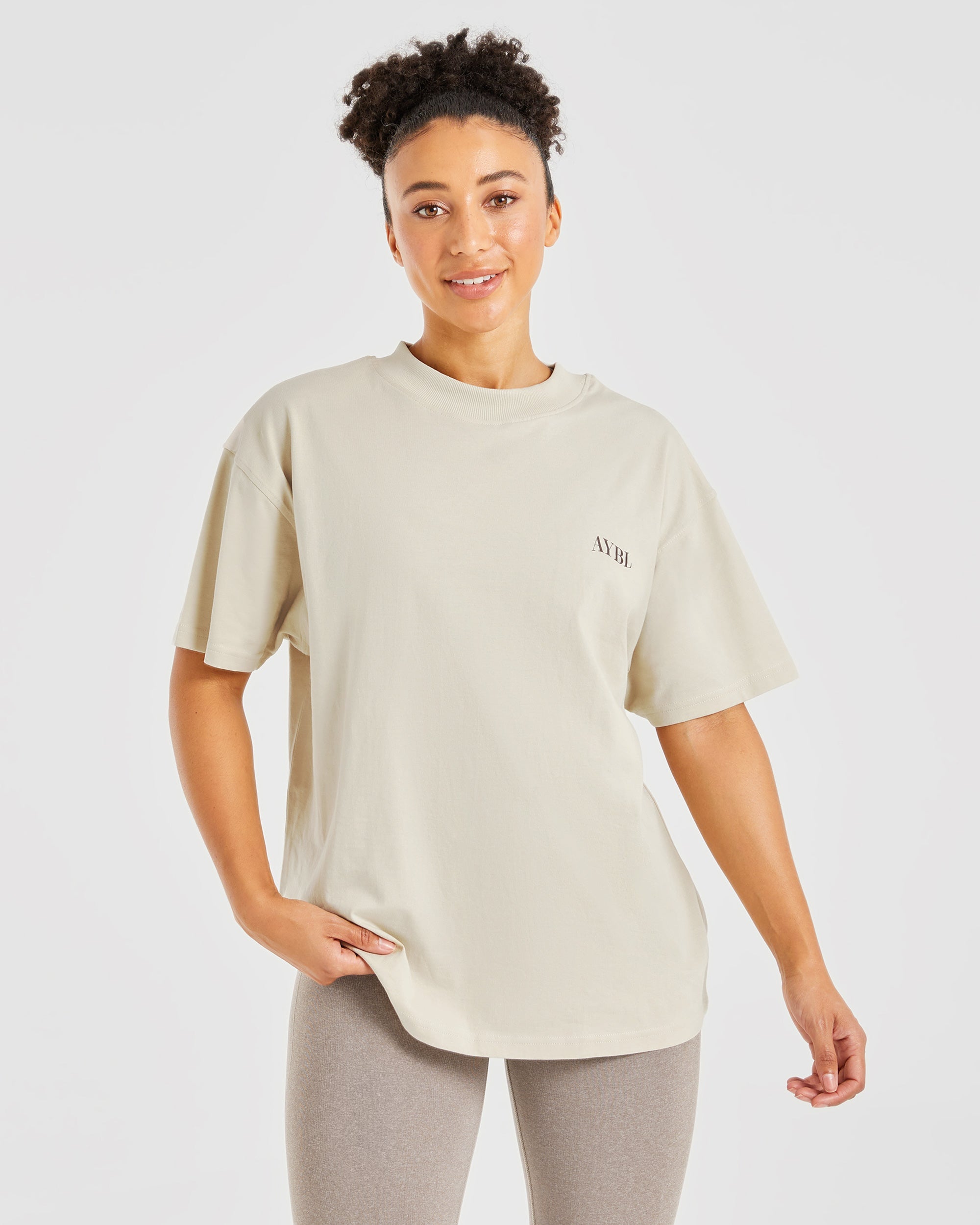 Be Good To Yourself Oversized T Shirt - Beige/Brown