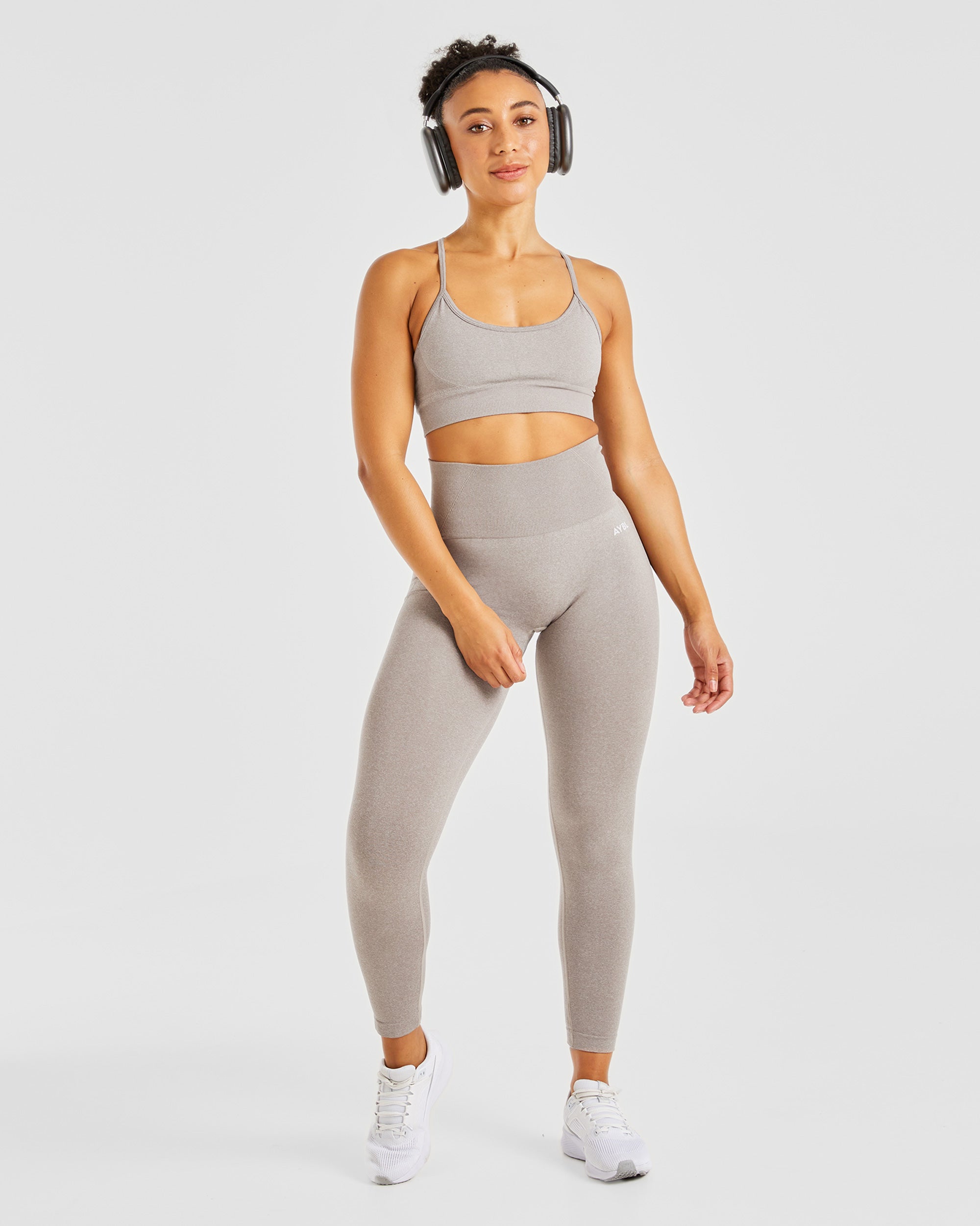 Nahtlose Leggings „Empower“ – Taupe meliert