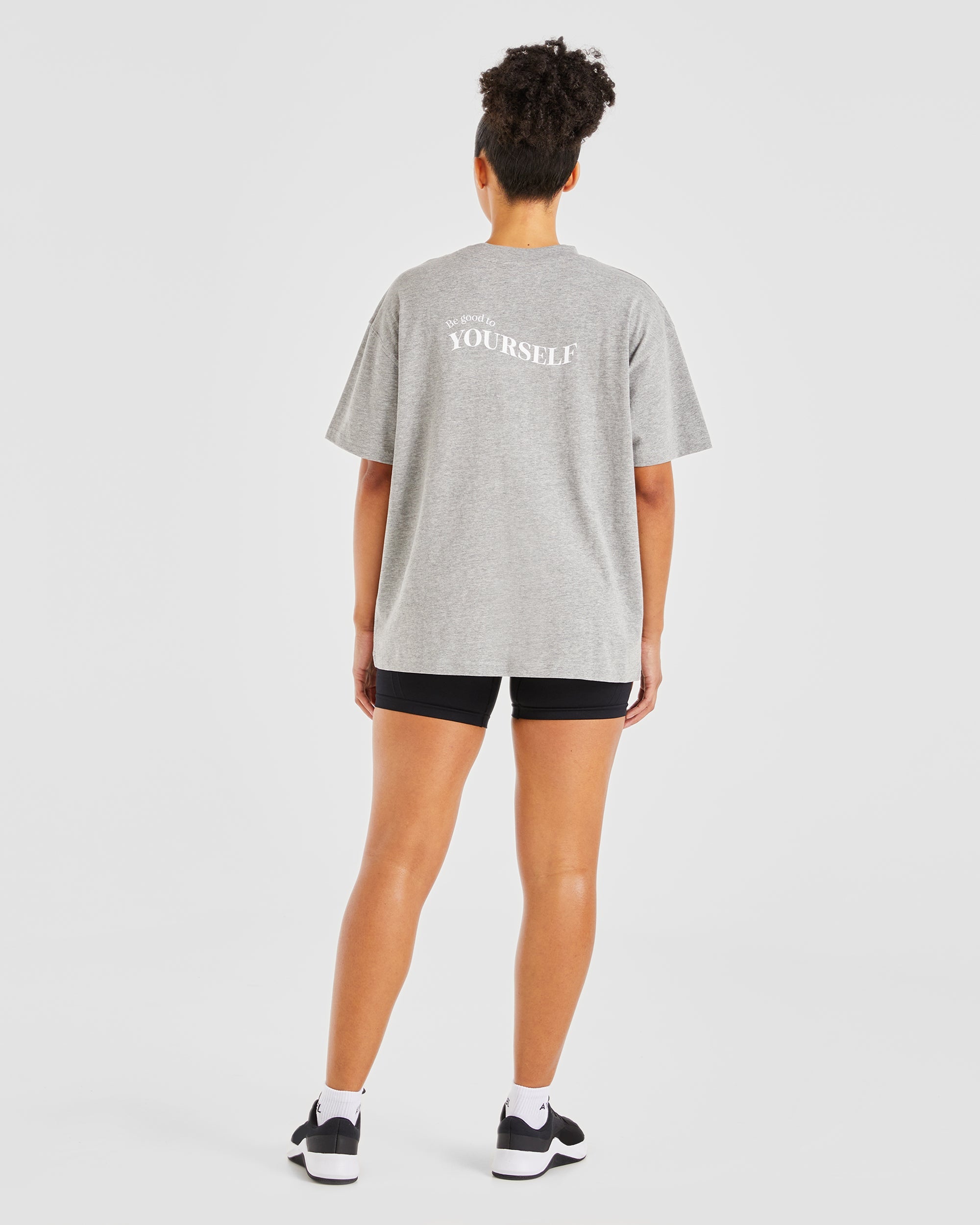 Be Good To Yourself Oversized T Shirt - Heather Grey/White