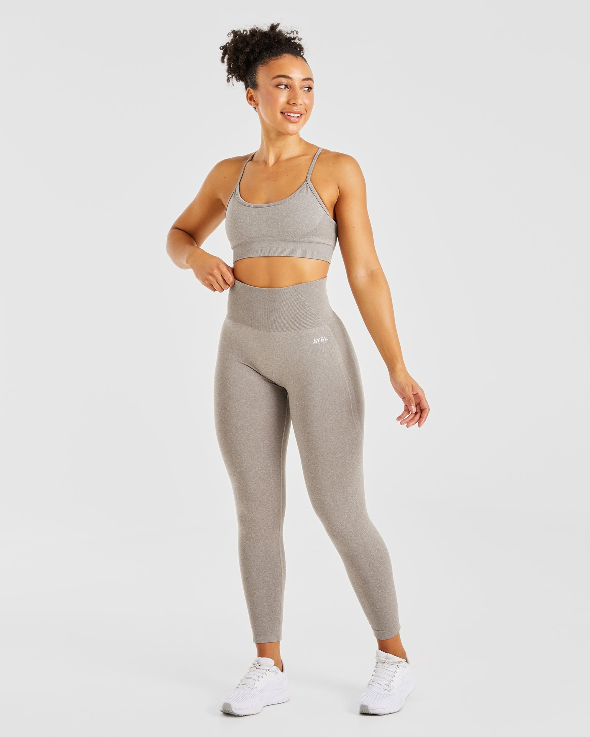 Nahtlose Leggings „Empower“ – Taupe meliert