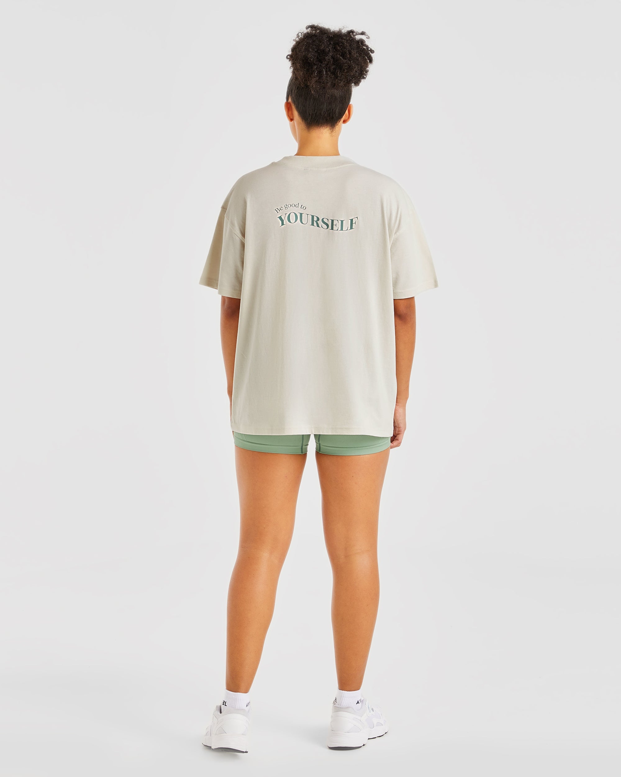 Be Good To Yourself Oversized T Shirt - Off White/Green