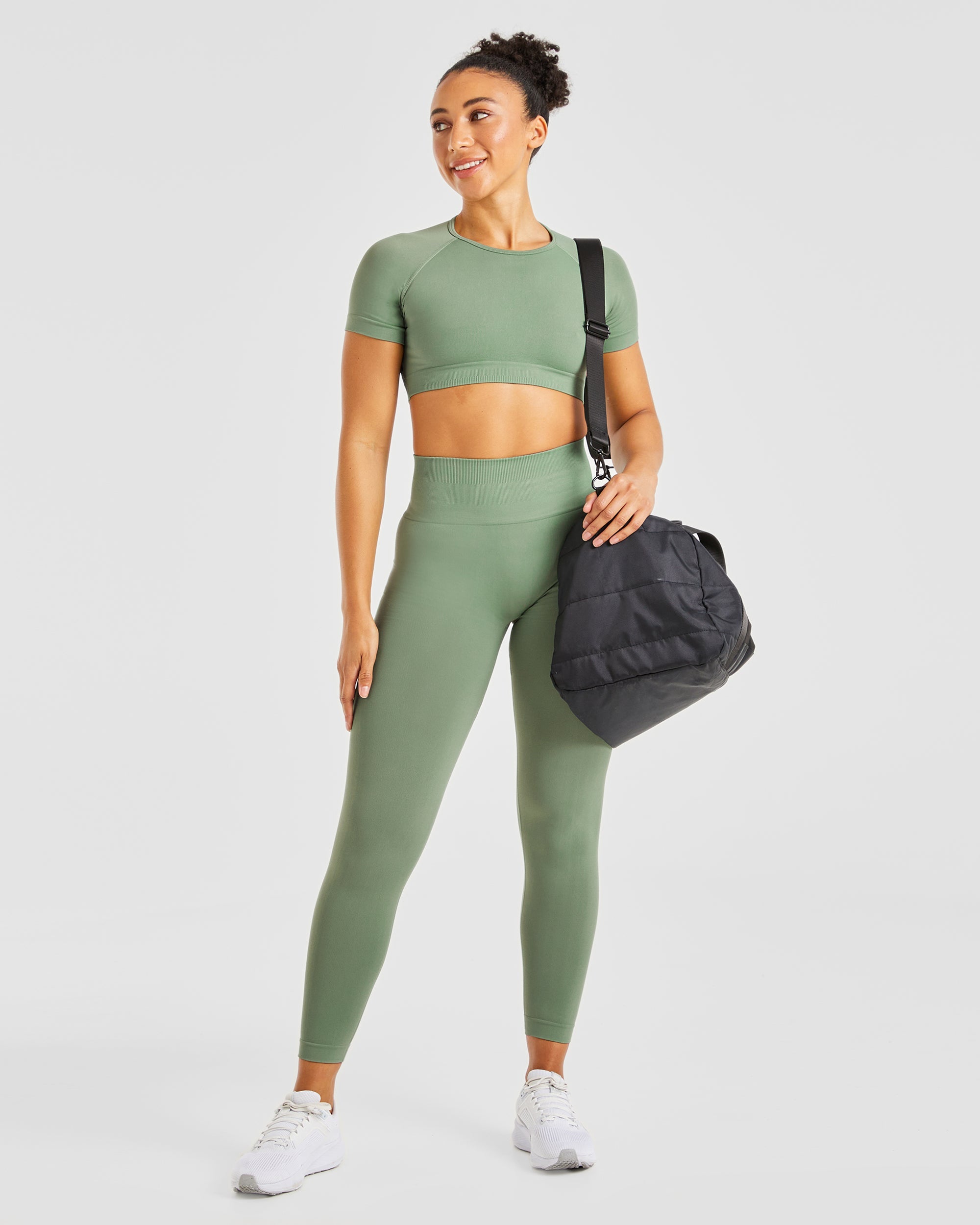 Power Seamless Crop Top - Olive