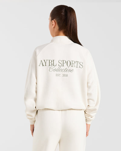 Sports Collective Oversized 1/4 Zip Pullover - Off White/Green