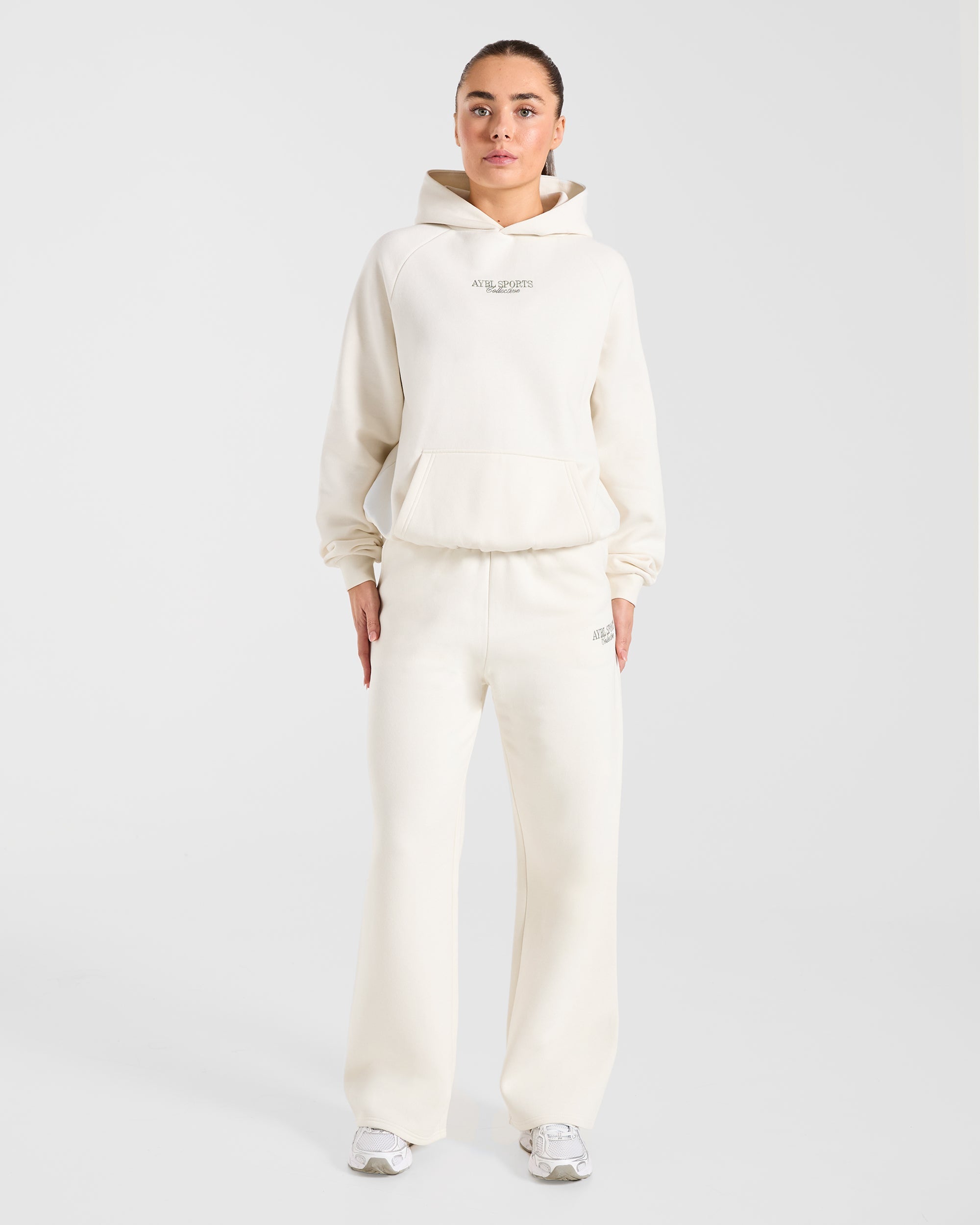 Sports Collective Oversized Hoodie - Off White/Green
