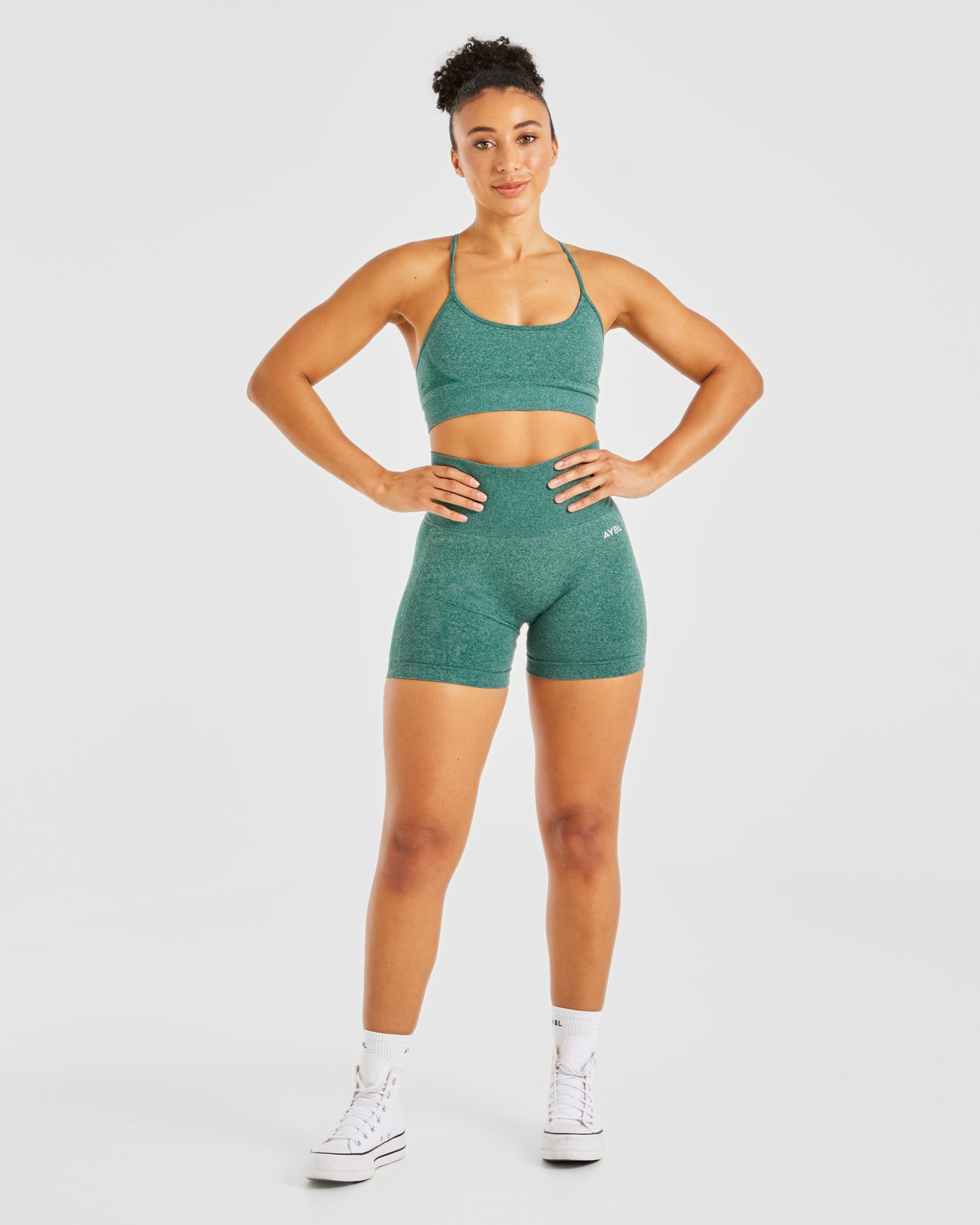 Empower Seamless Shorts - Forest Green Marl