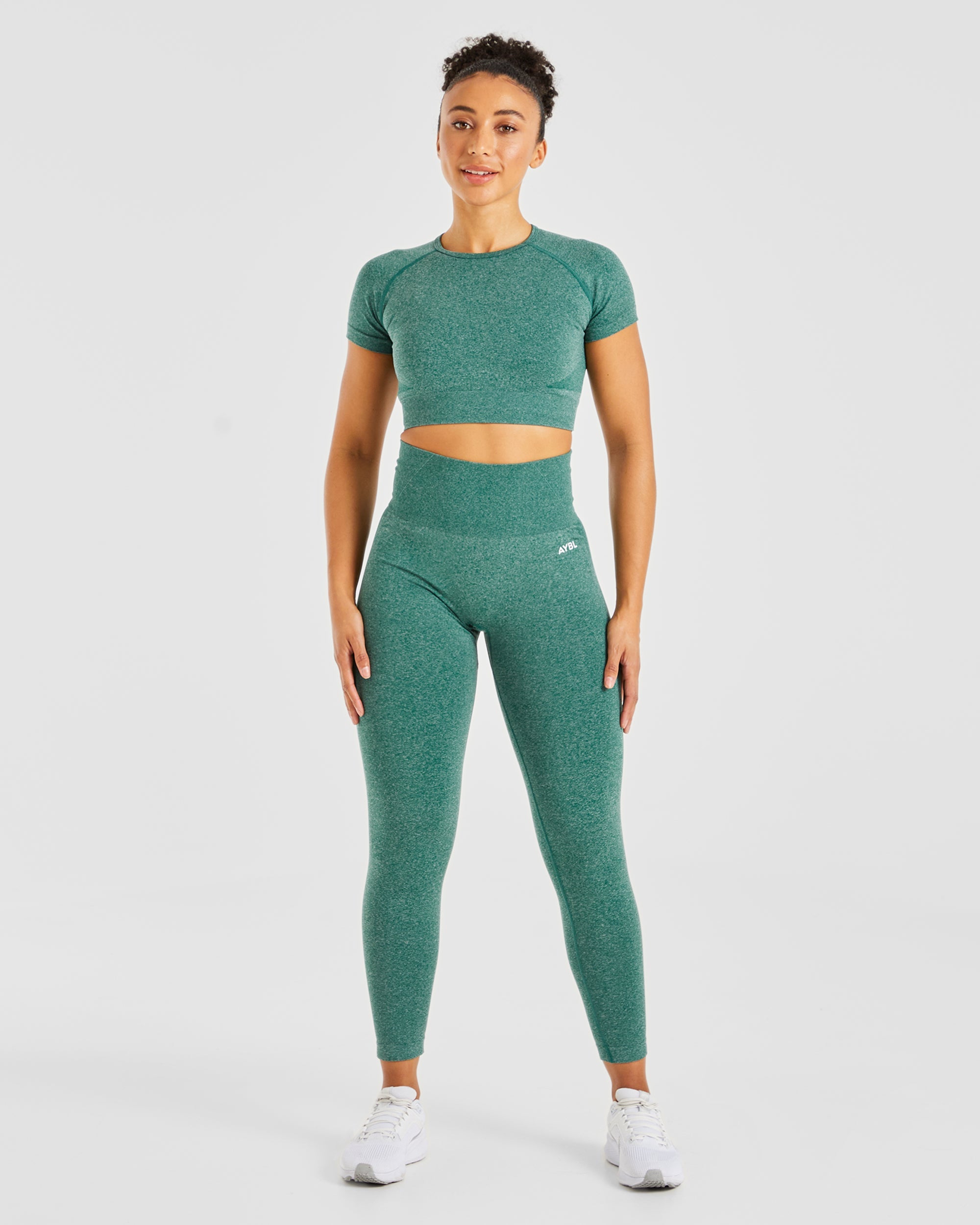 Empower Seamless Crop Top – Waldgrün meliert