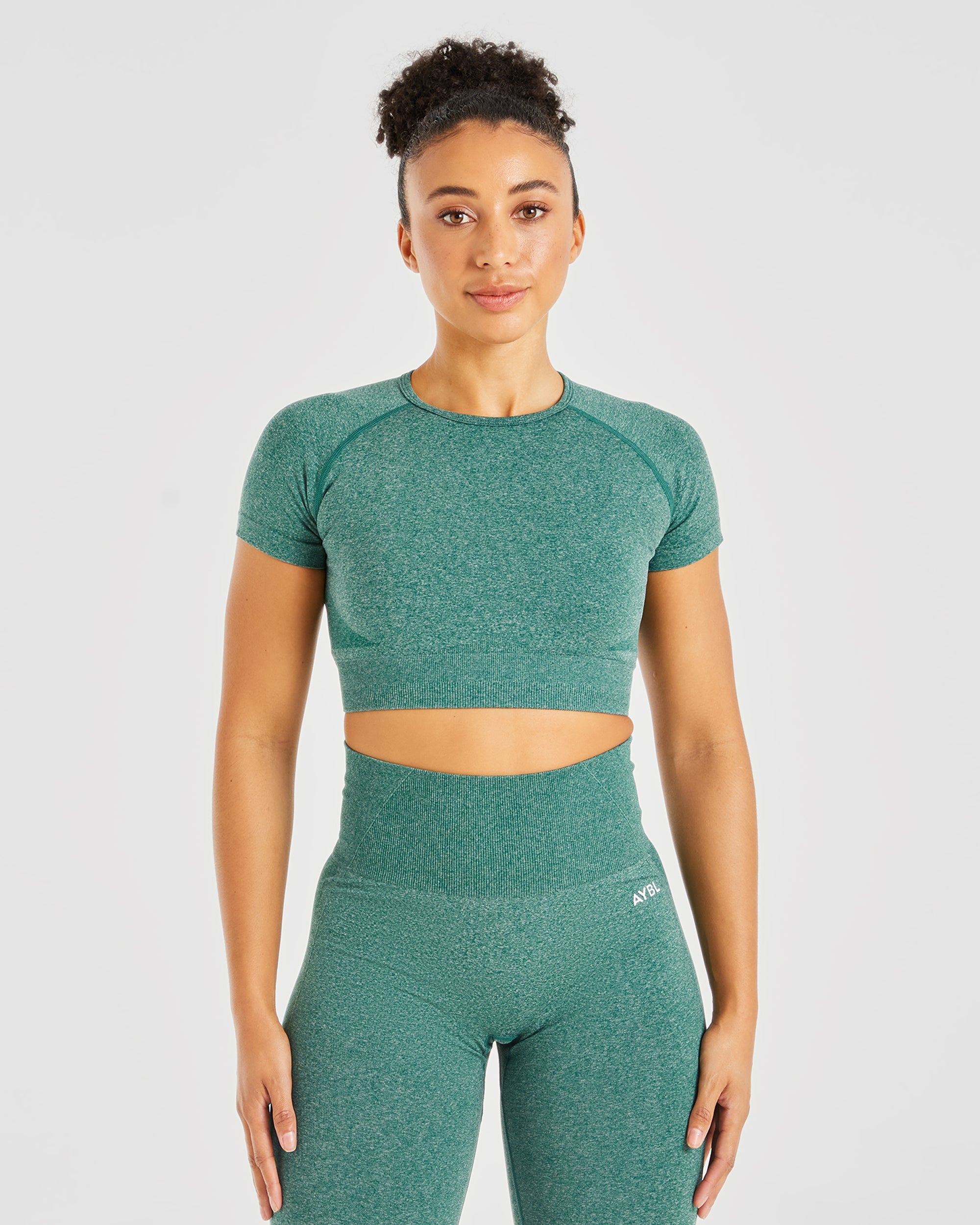 Empower Seamless Crop Top – Waldgrün meliert