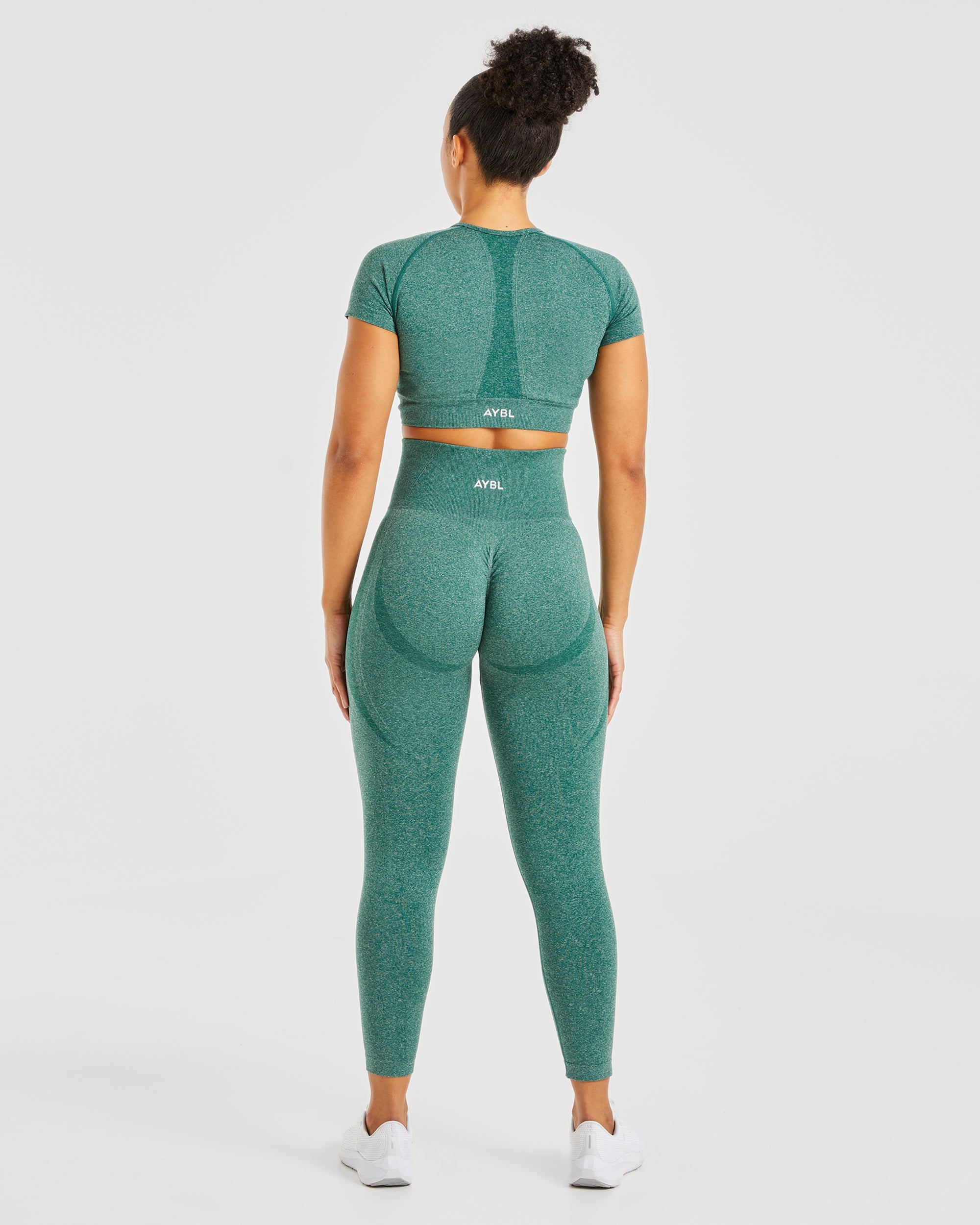 Empower Seamless Crop Top - Forest Green Marl