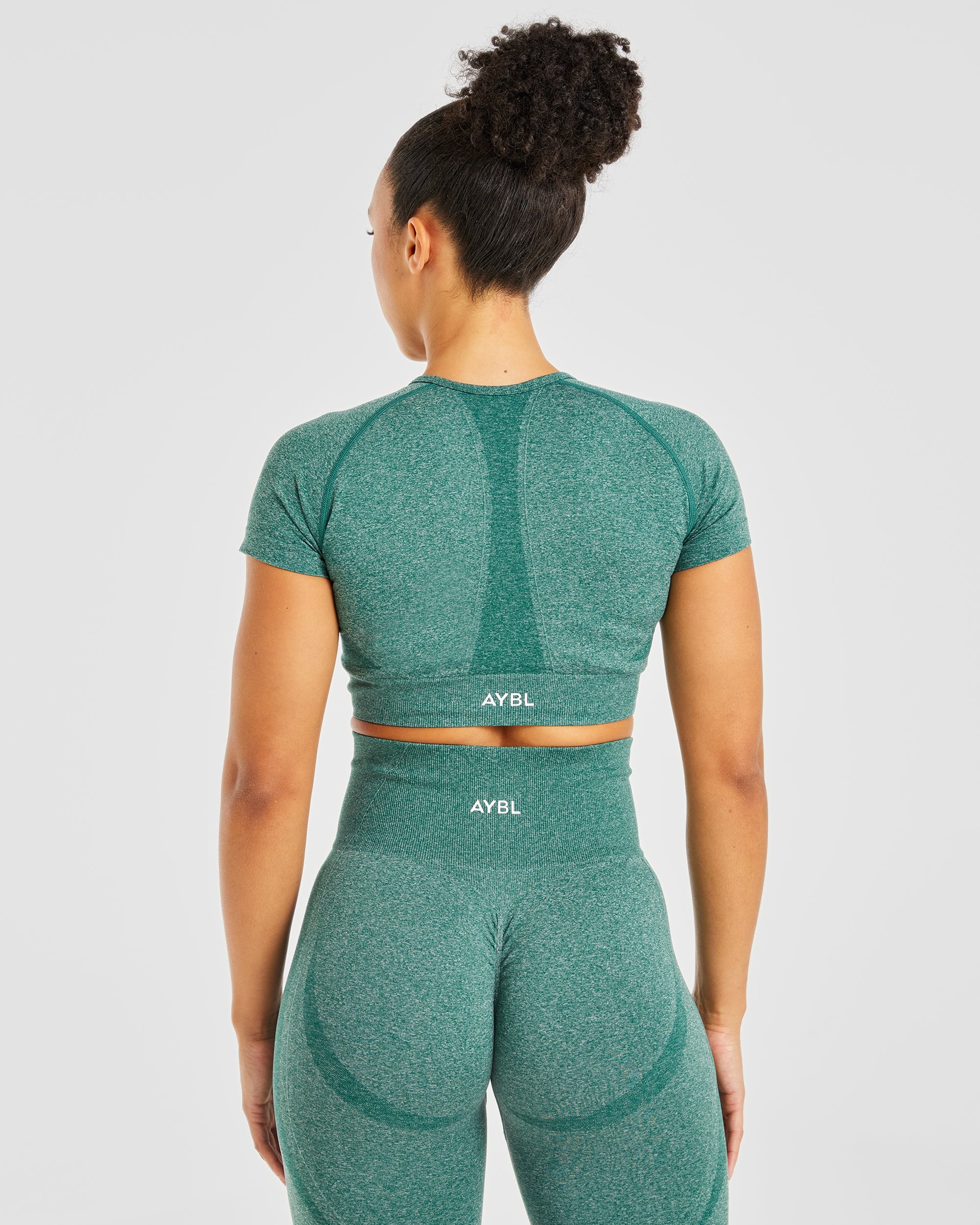 Empower Seamless Crop Top - Forest Green Marl