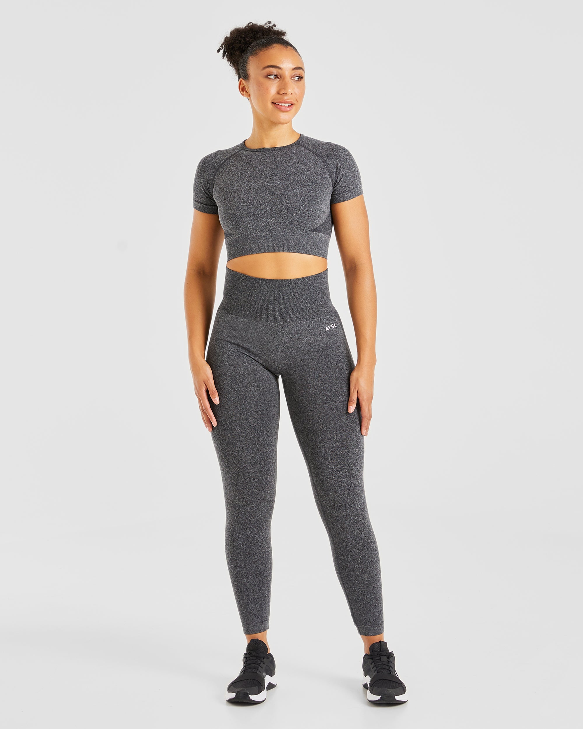 Nahtlose Empower-Leggings – Schwarz meliert