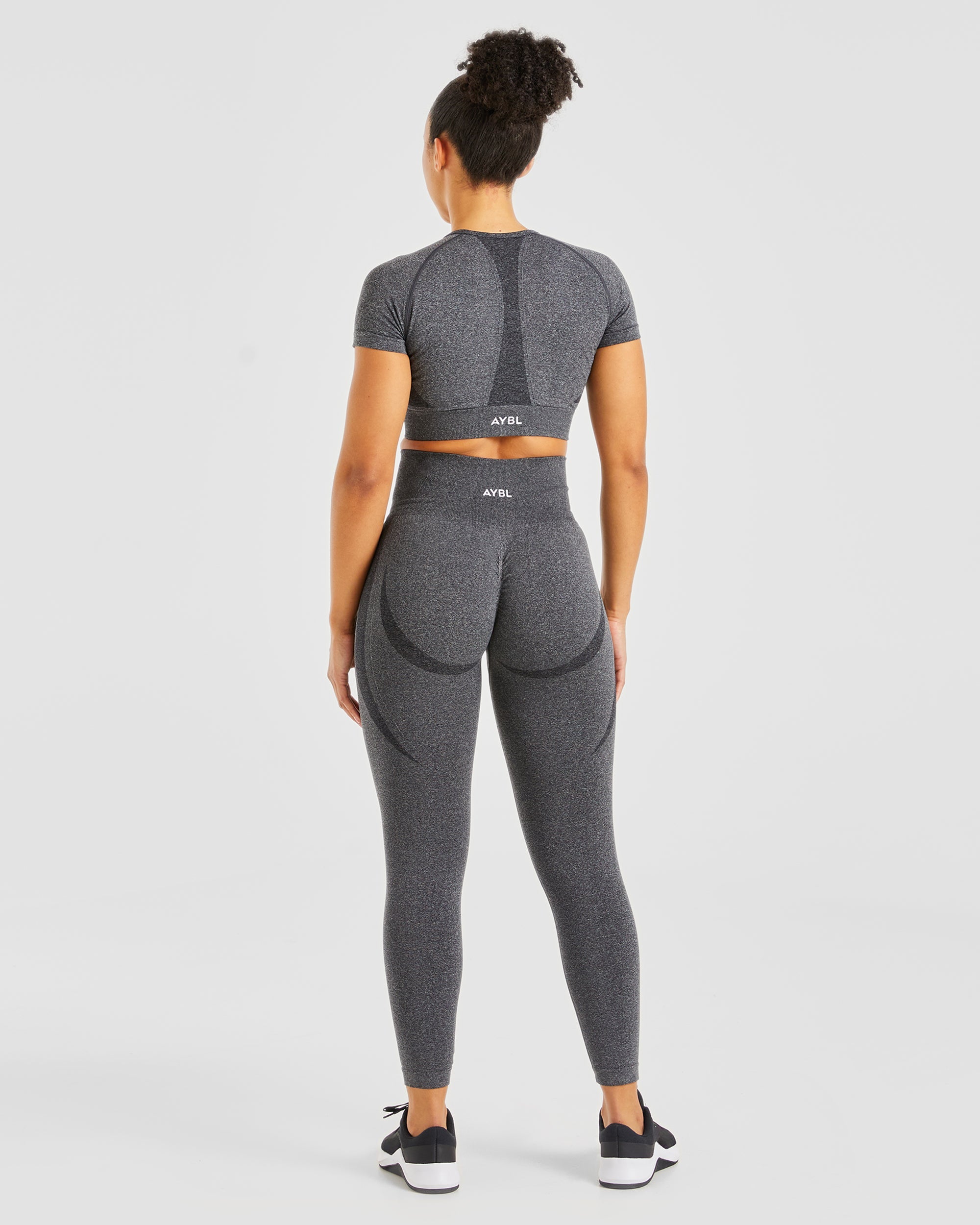 Empower Seamless Crop Top - Black Marl