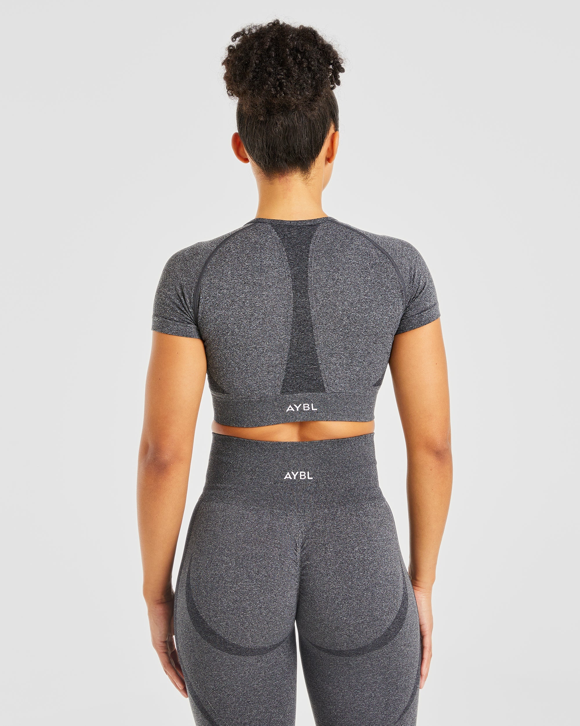 Empower Seamless Crop Top - Black Marl