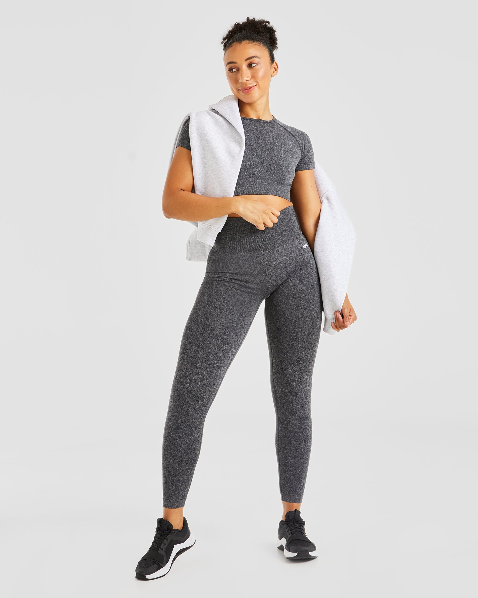 Empower Seamless Crop Top - Black Marl