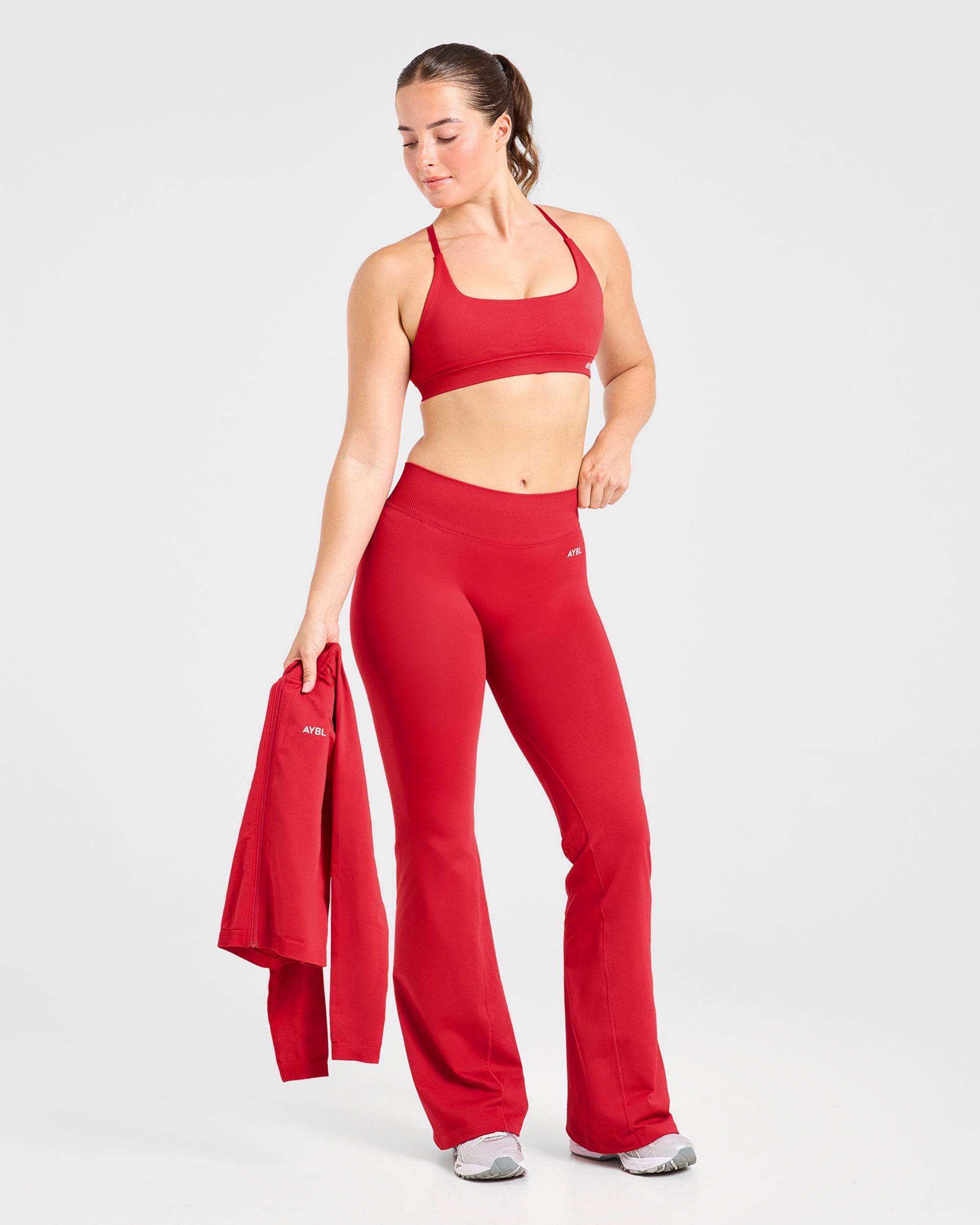 Enhance Seamless Flared Leggings - Red