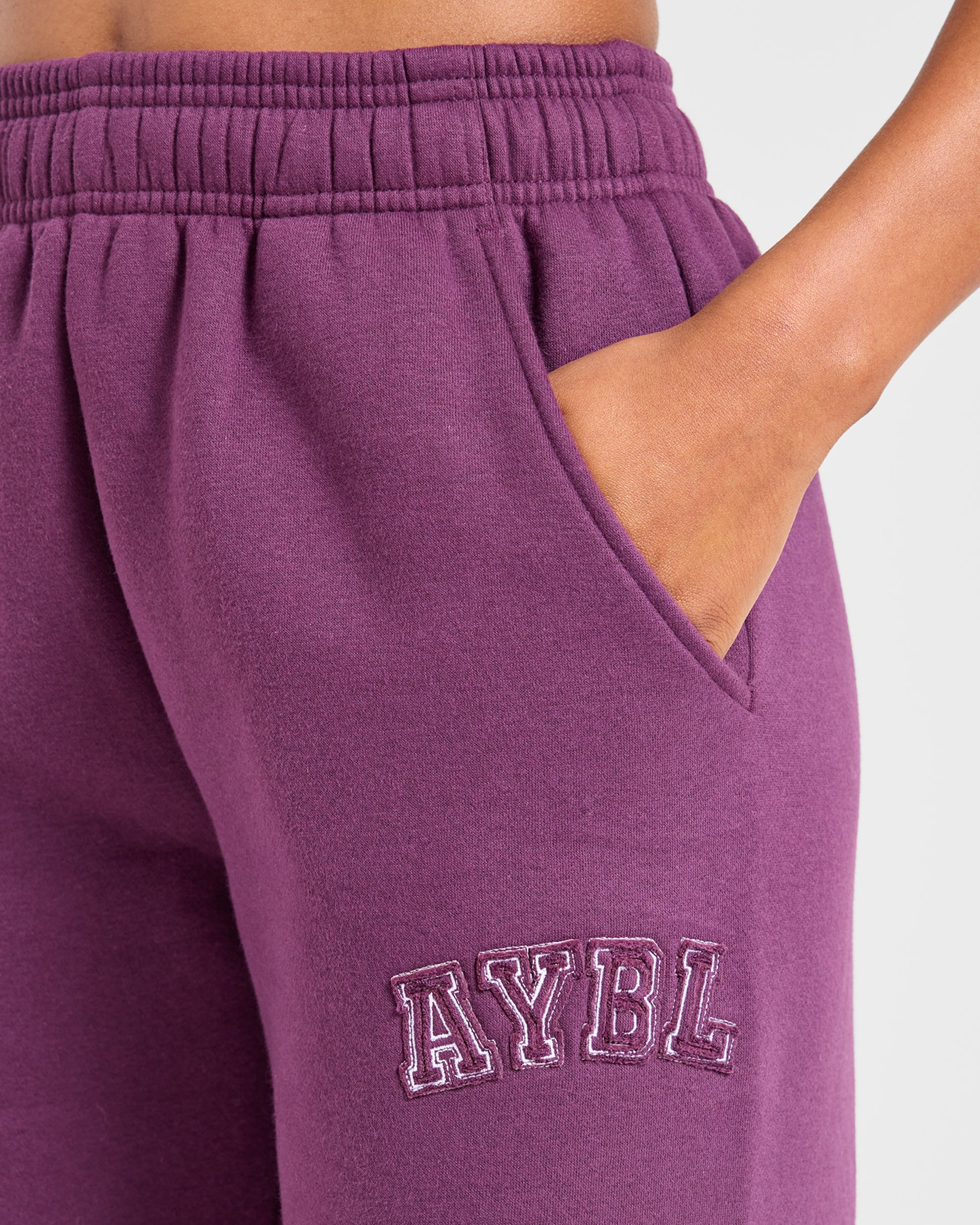 Varsity Applique Oversized Straight Leg Joggers - Plum