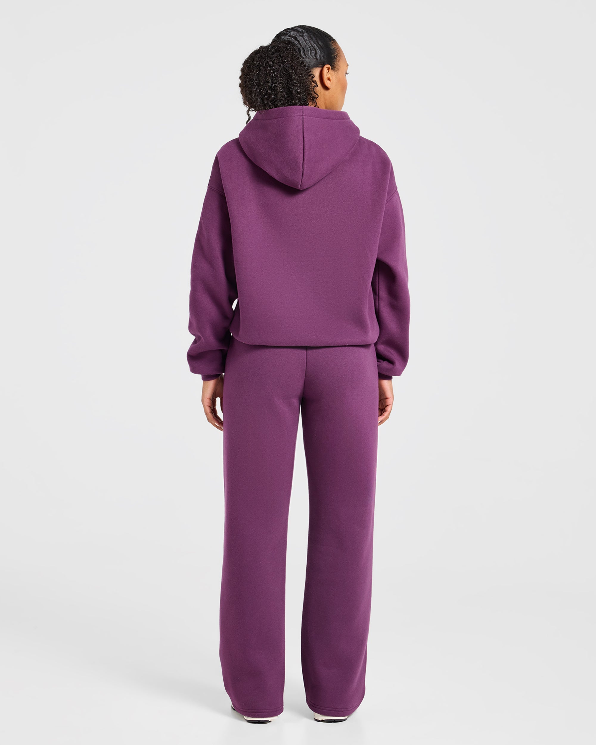 Varsity Applique Oversized Straight Leg Joggers - Plum