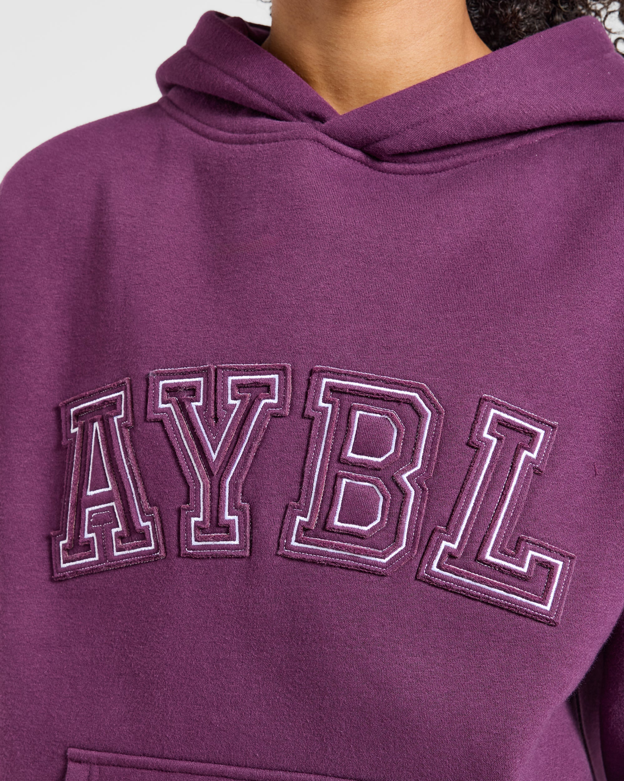Varsity Applique Oversized Hoodie - Plum