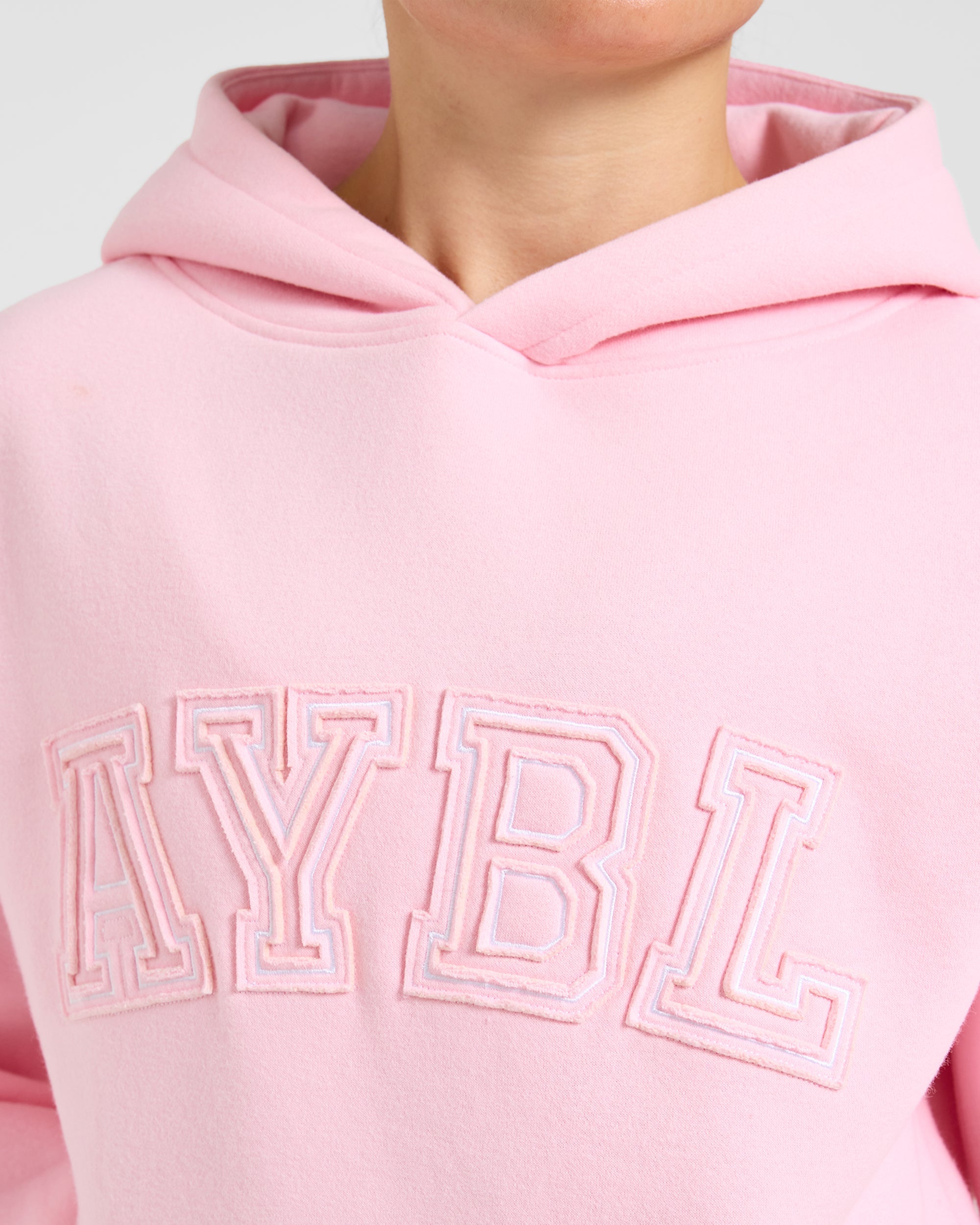 Varsity Applique Oversized Hoodie - Baby Pink
